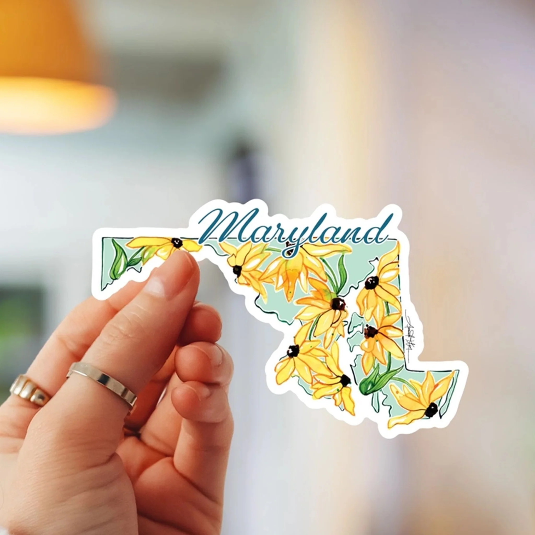 Maryland Floral State Shaped Vinyl Sticker - Image 2
