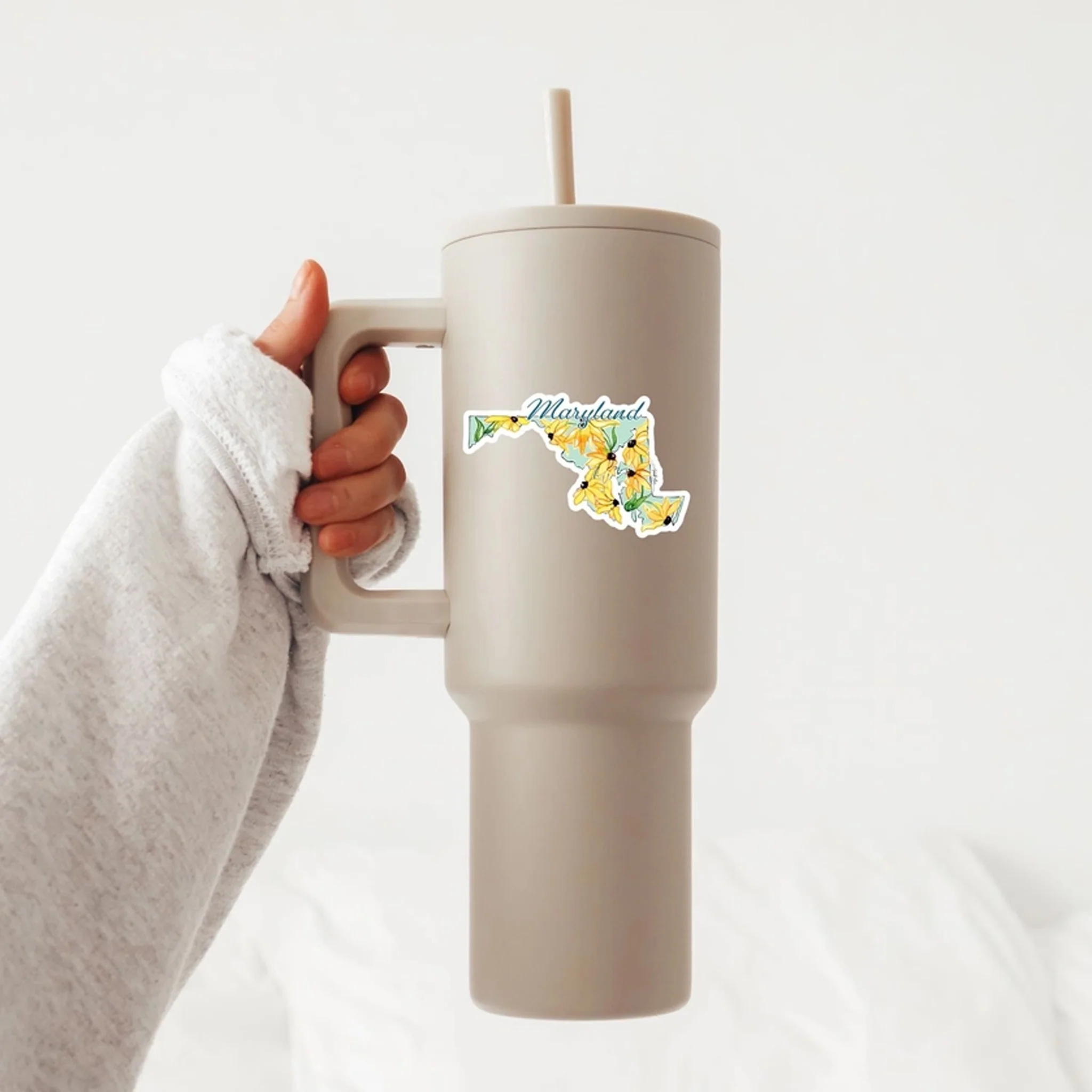 Maryland Floral State Shaped Vinyl Sticker - Image 4
