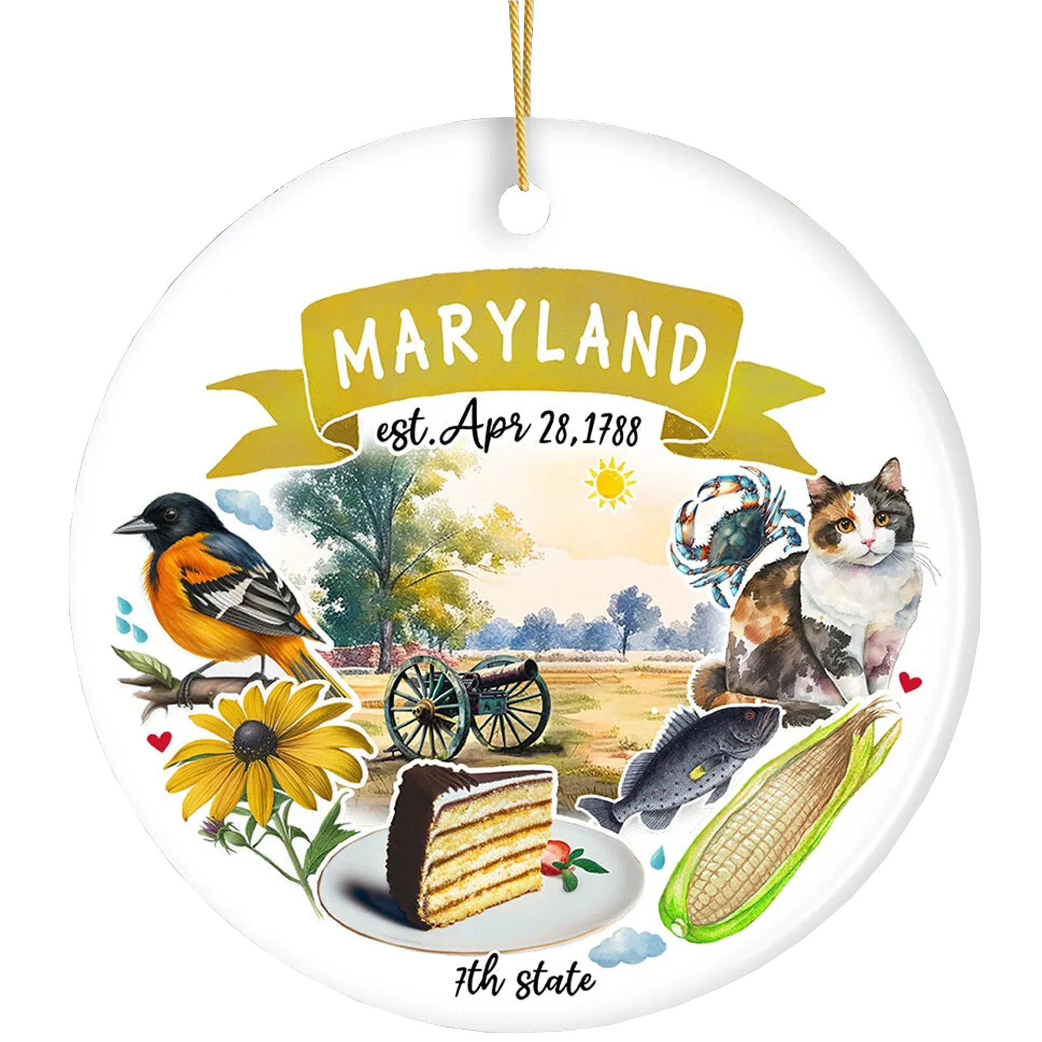 Maryland Heritage 7th State Ceramic Ornament
