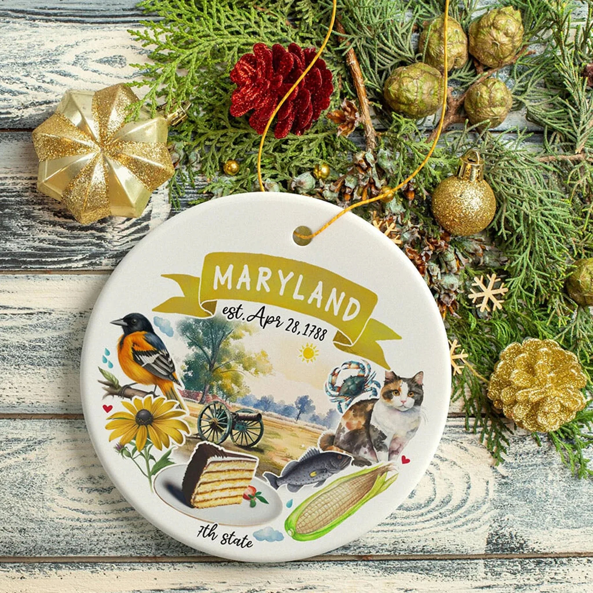 Maryland Heritage 7th State Ceramic Ornament - Image 3