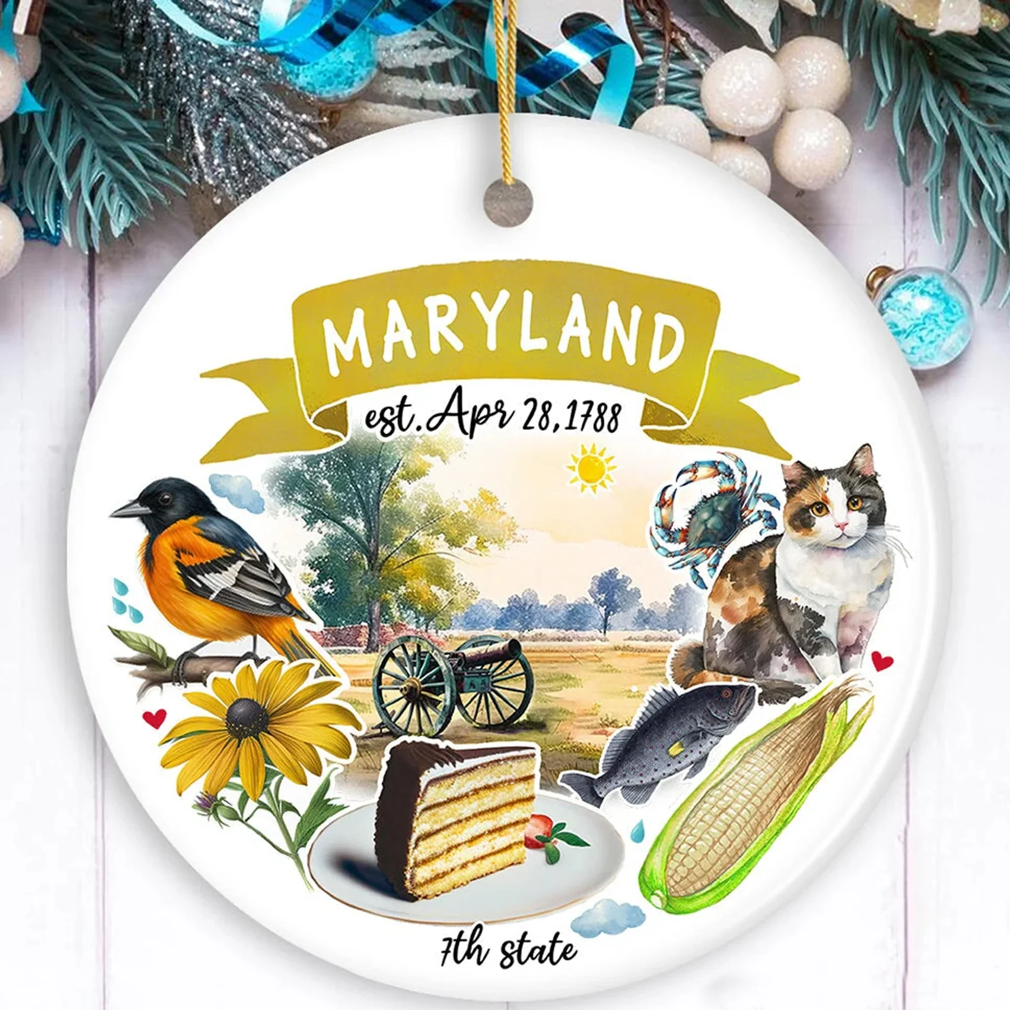 Maryland Heritage 7th State Ceramic Ornament - Image 4
