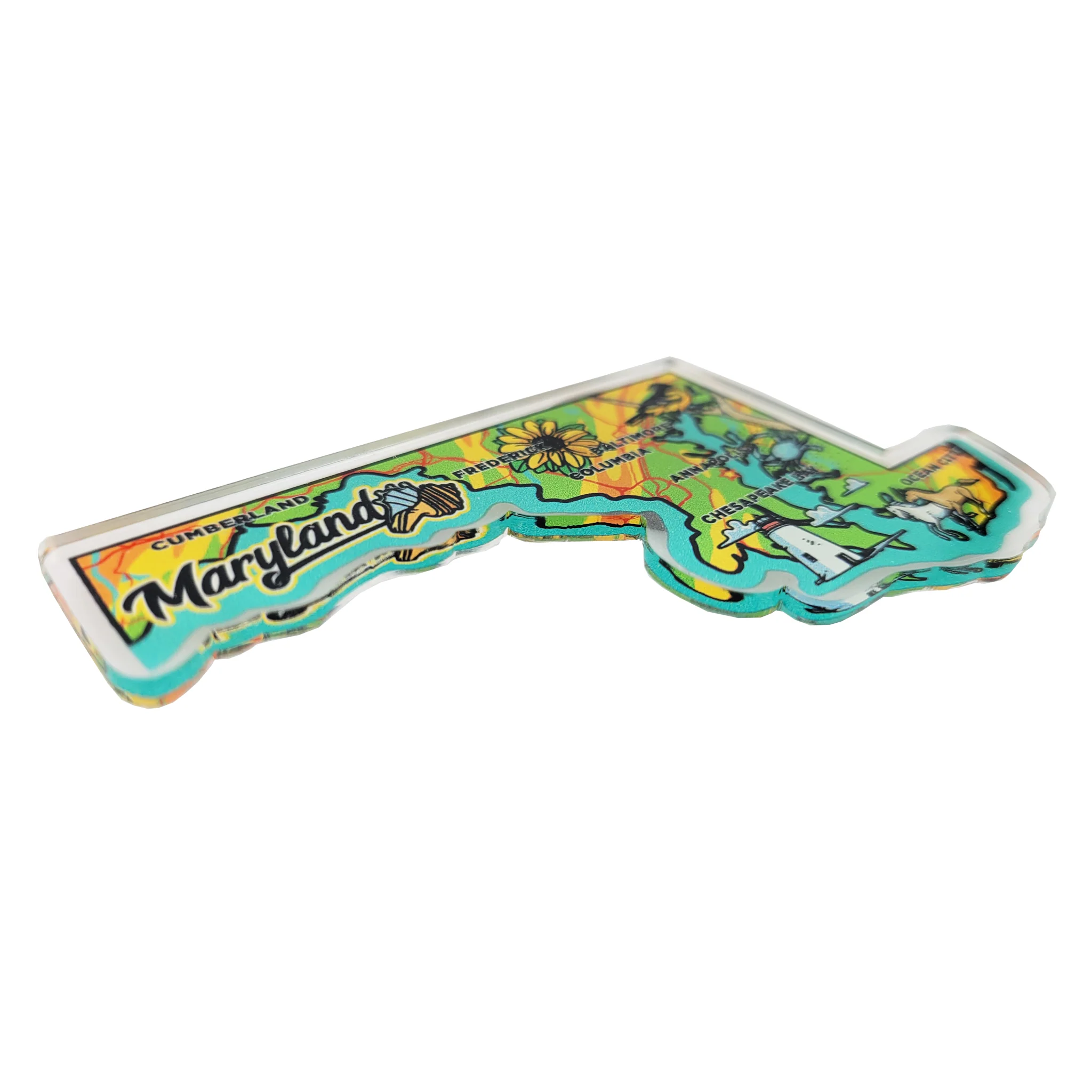 Maryland Icons Map Acrylic Magnet - Image 2