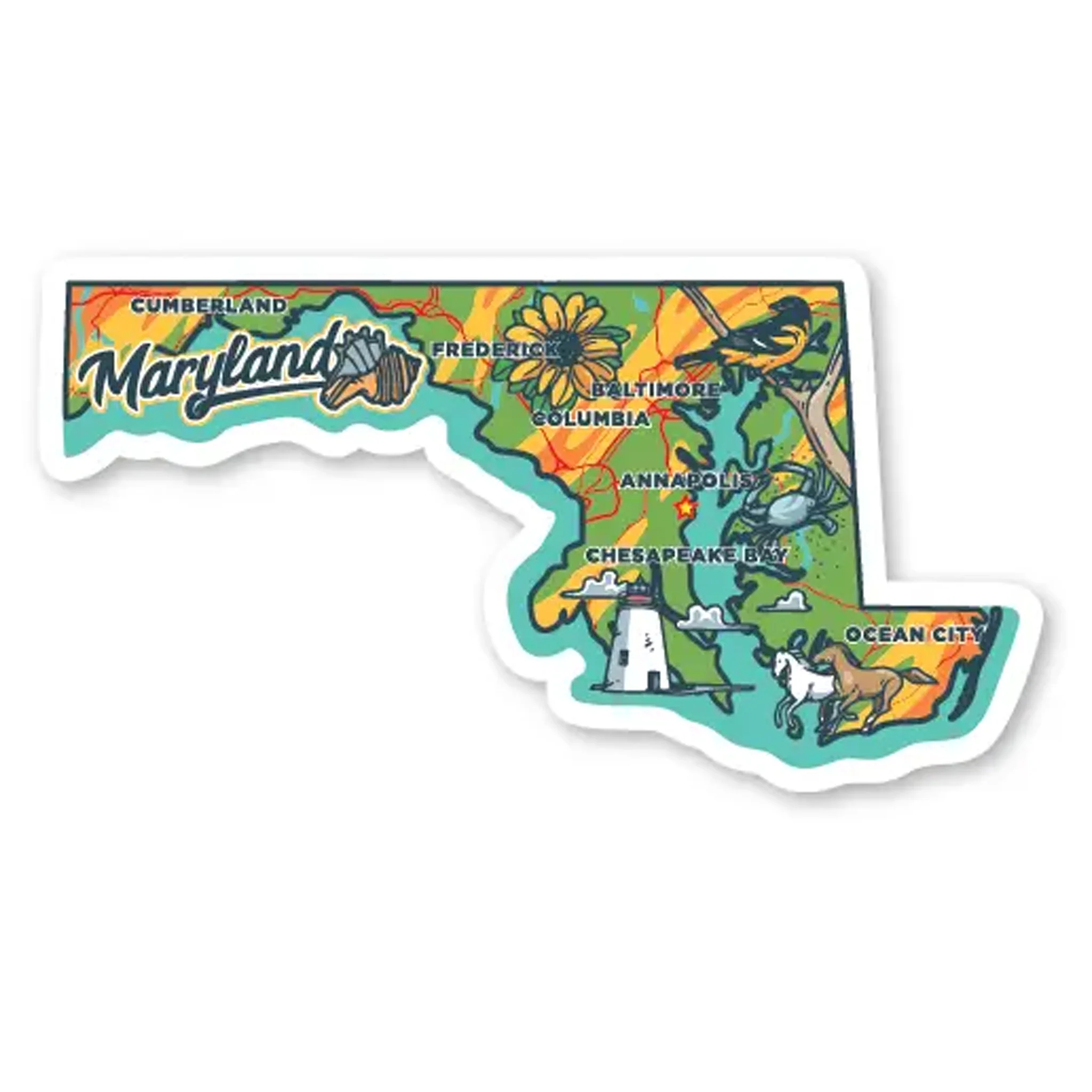 Maryland Icons Map Acrylic Magnet - Image 3