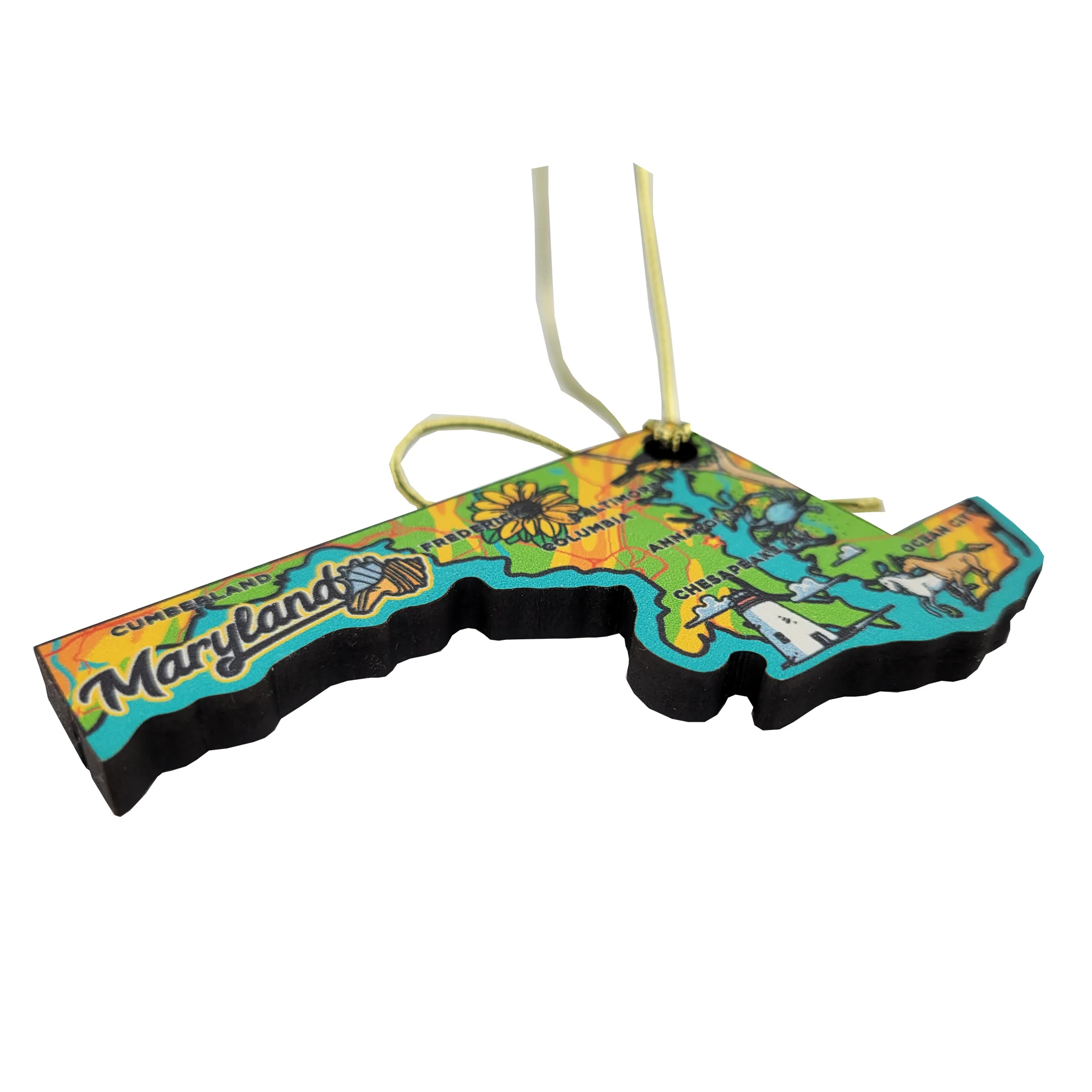Maryland Icons Map Wood Ornament - Image 3