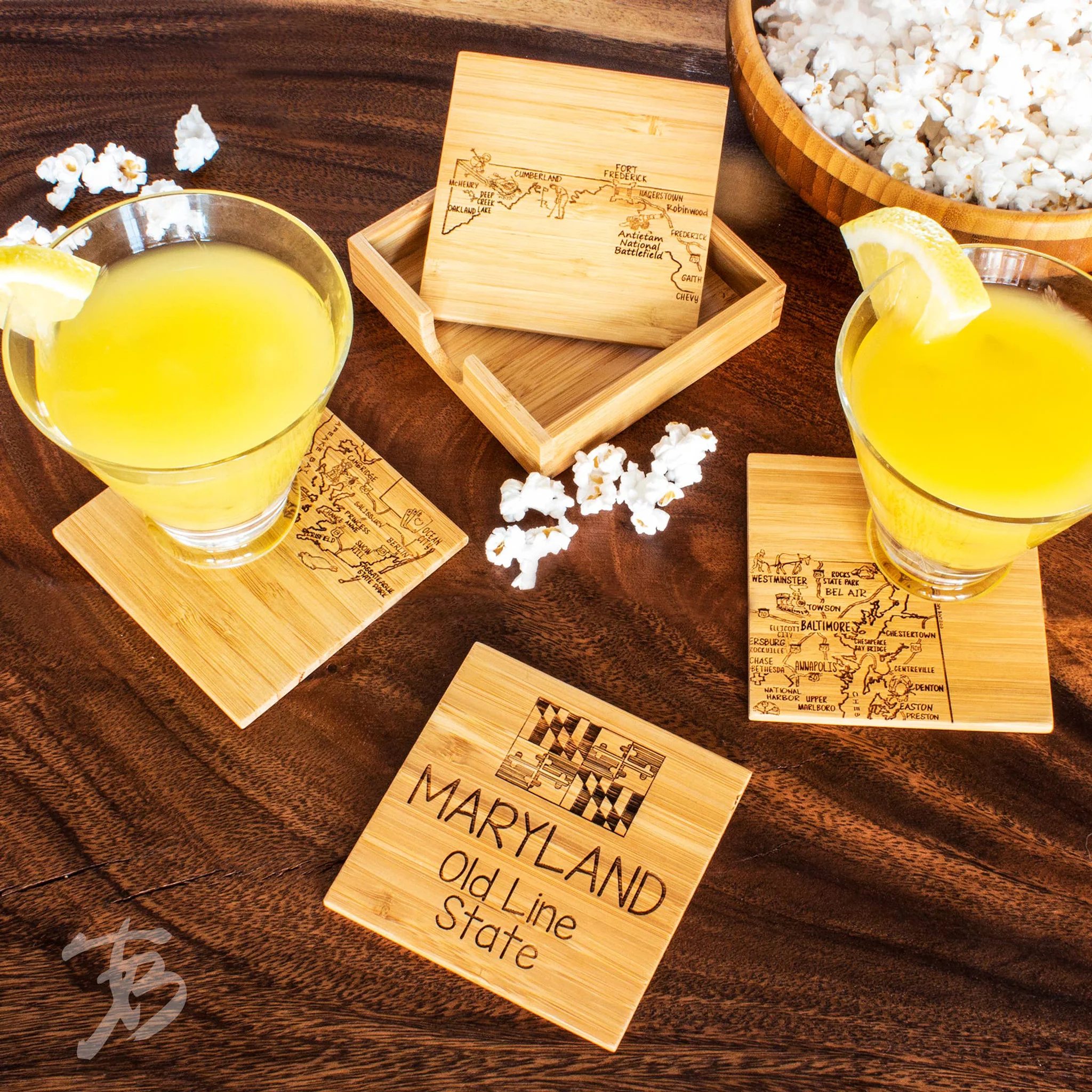 Maryland Map Bamboo Coaster Set of 4 - Image 4