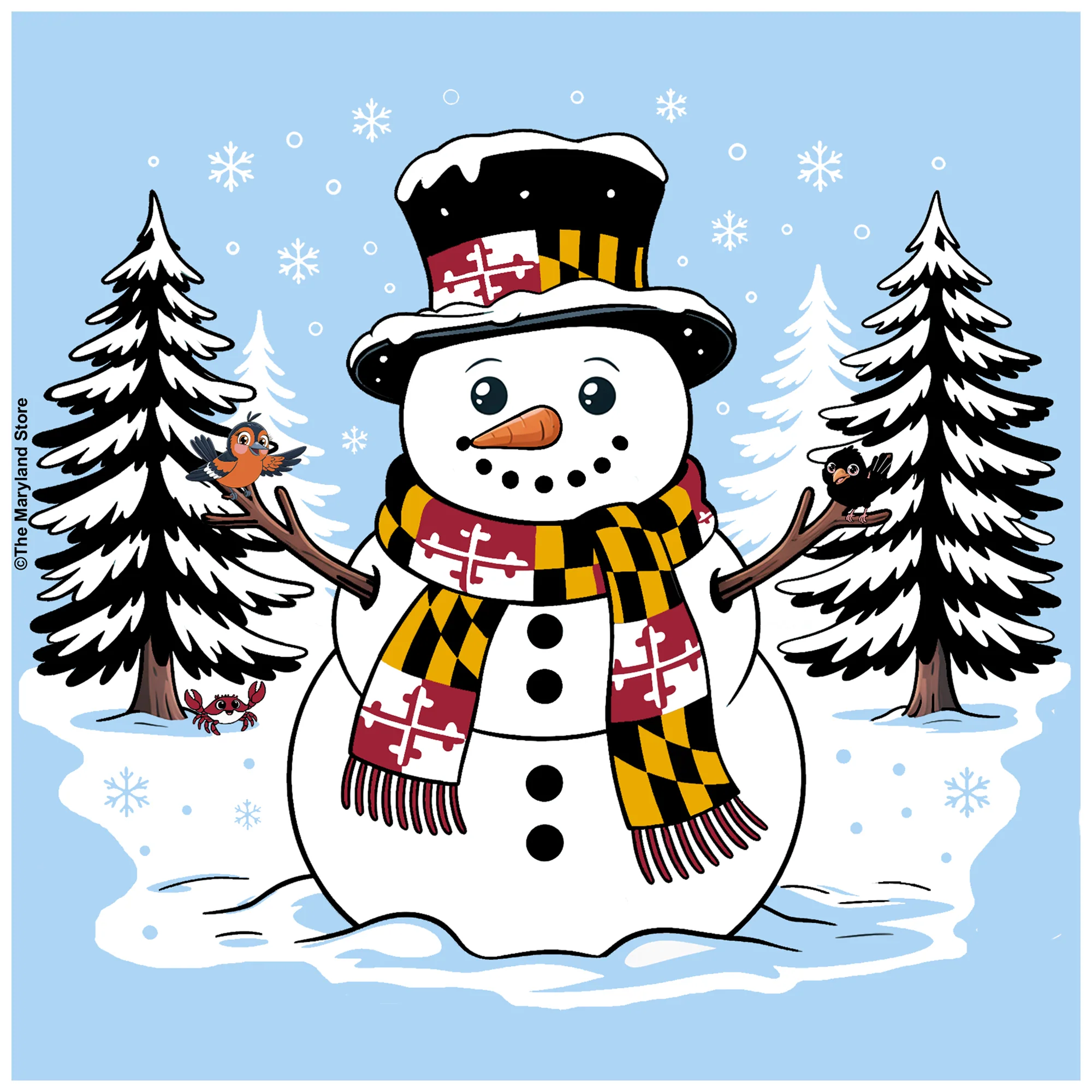 Maryland Snowman Winter Wonderland Long Sleeve T-Shirt - Image 2