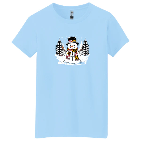 Maryland Snowman Winter Wonderland Short Sleeve Womens T-Shirt