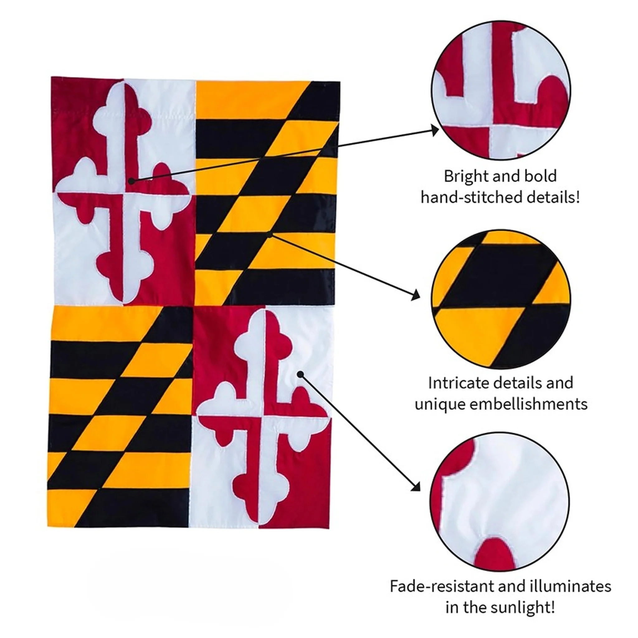 Maryland State Flag Appliqued (Sleeve) - Image 4