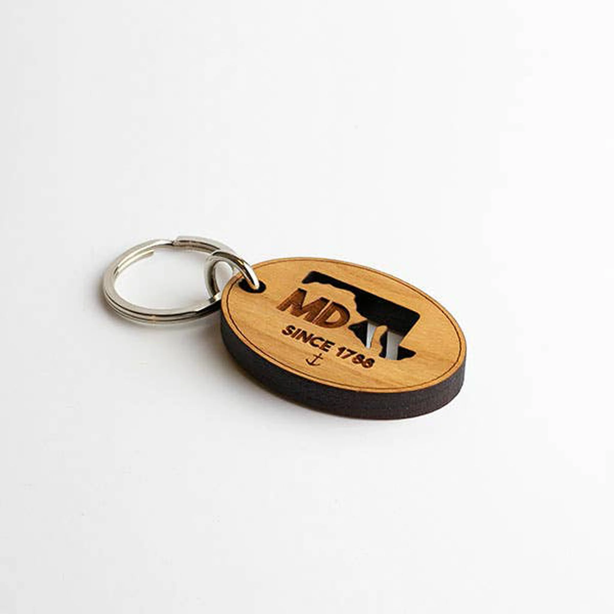 Maryland State Laser Engraved Wood Key Ring - Image 3