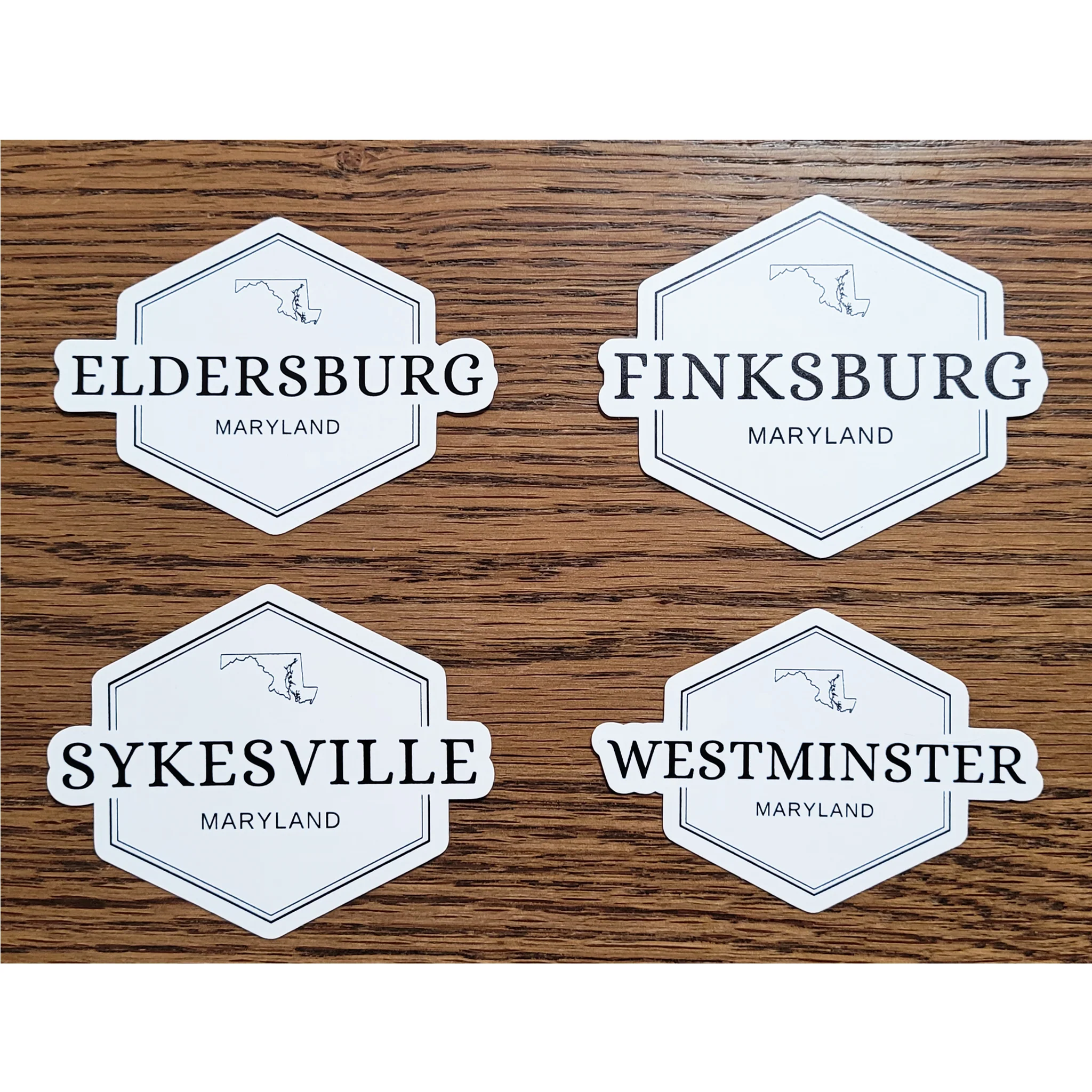 Maryland Town Names Die Cut Vinyl Sticker - Assorted