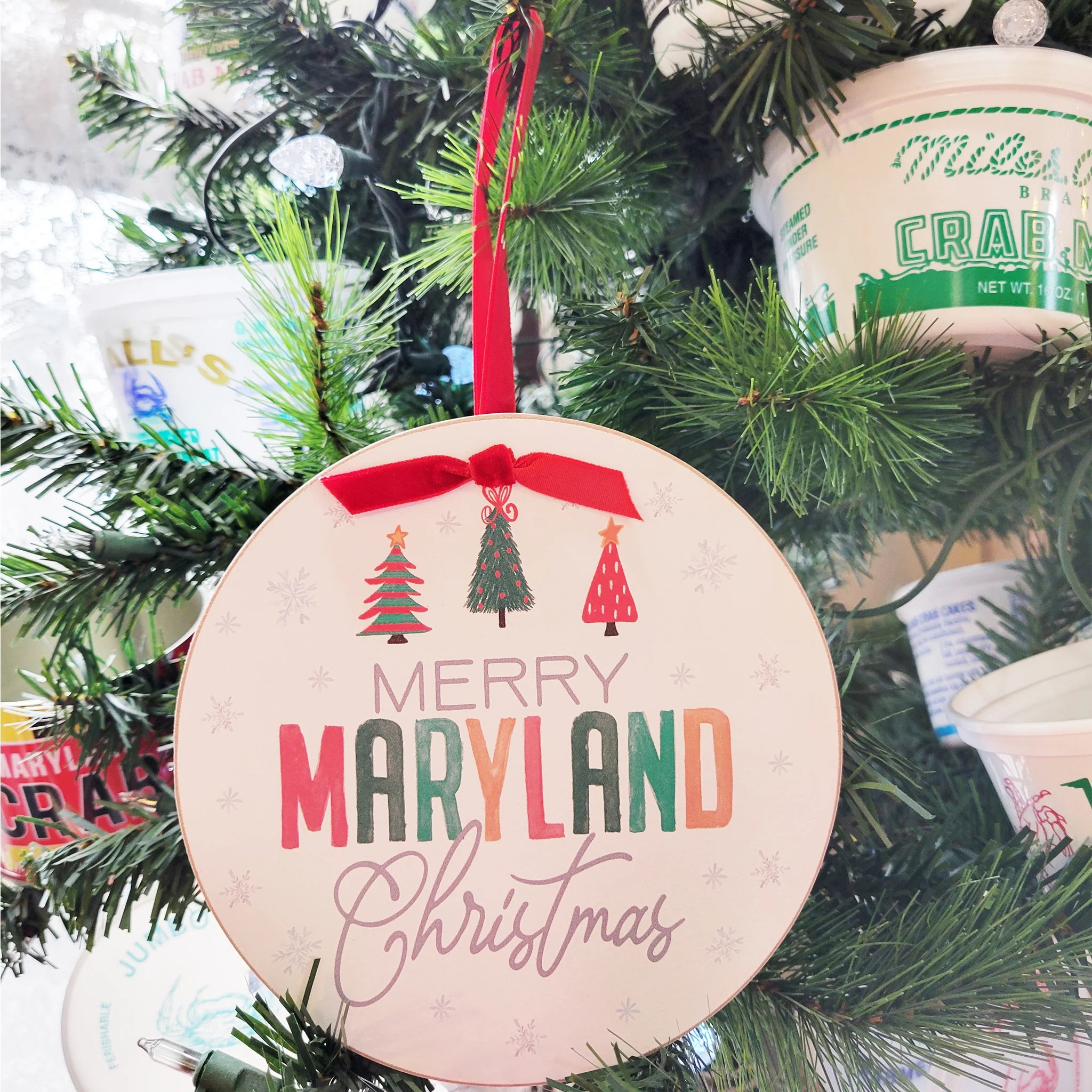 Merry Maryland Christmas Ornament 6" Round - Image 3