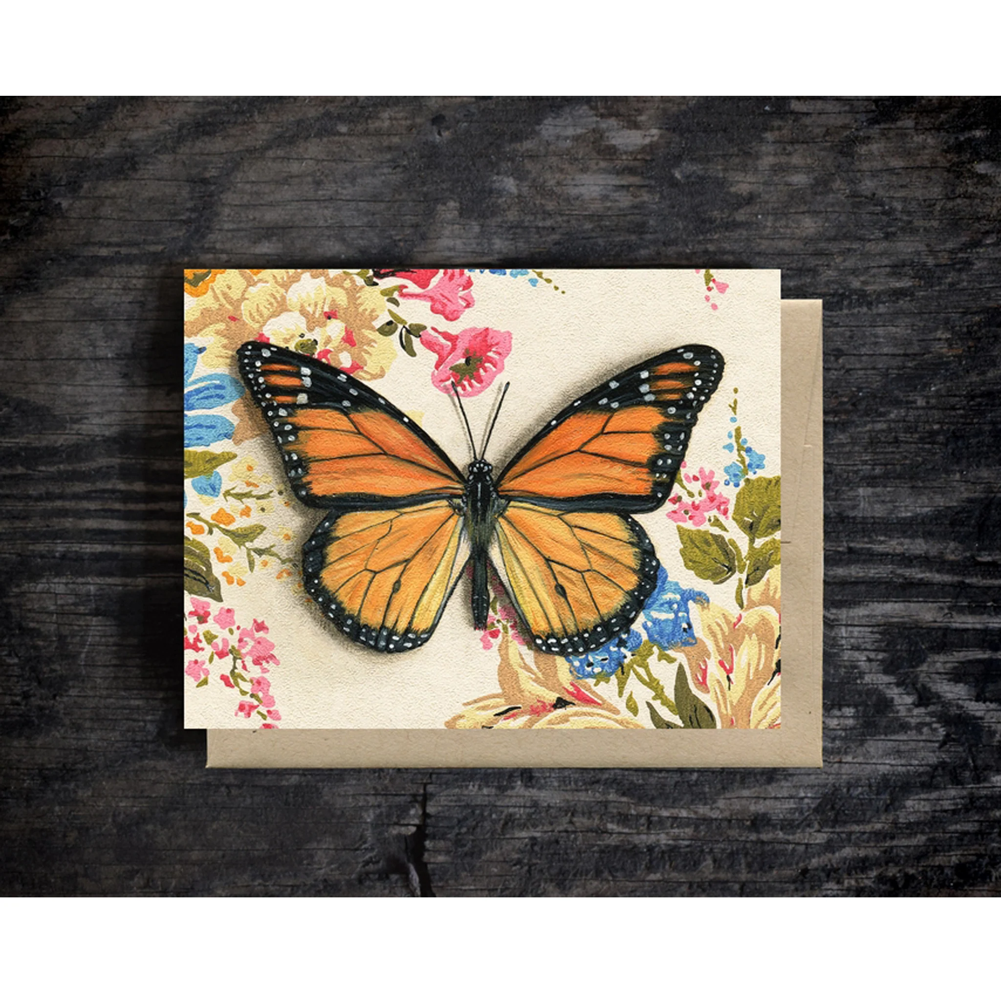 Monarch Butterfly Art Textured Notecard - Image 3