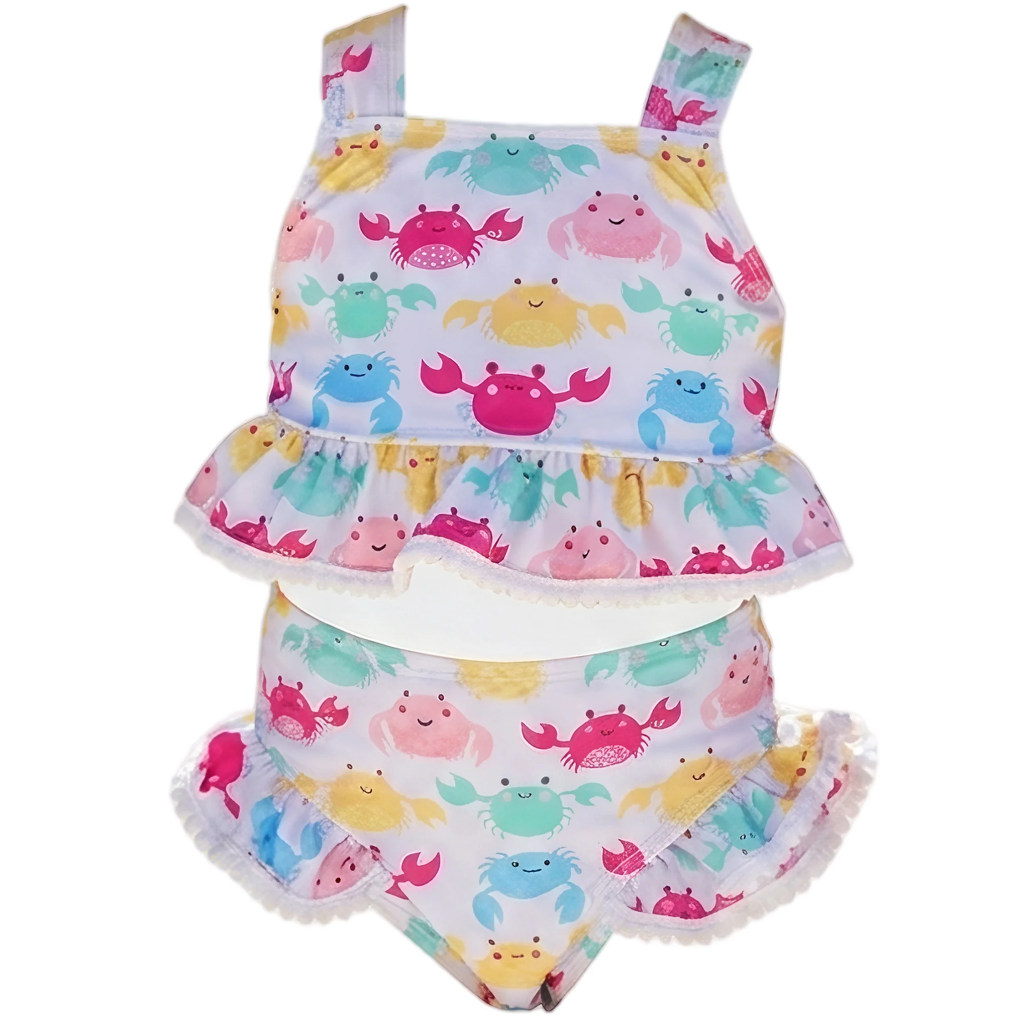 Multi-Color Crabs Girls 2 Piece Swim Set