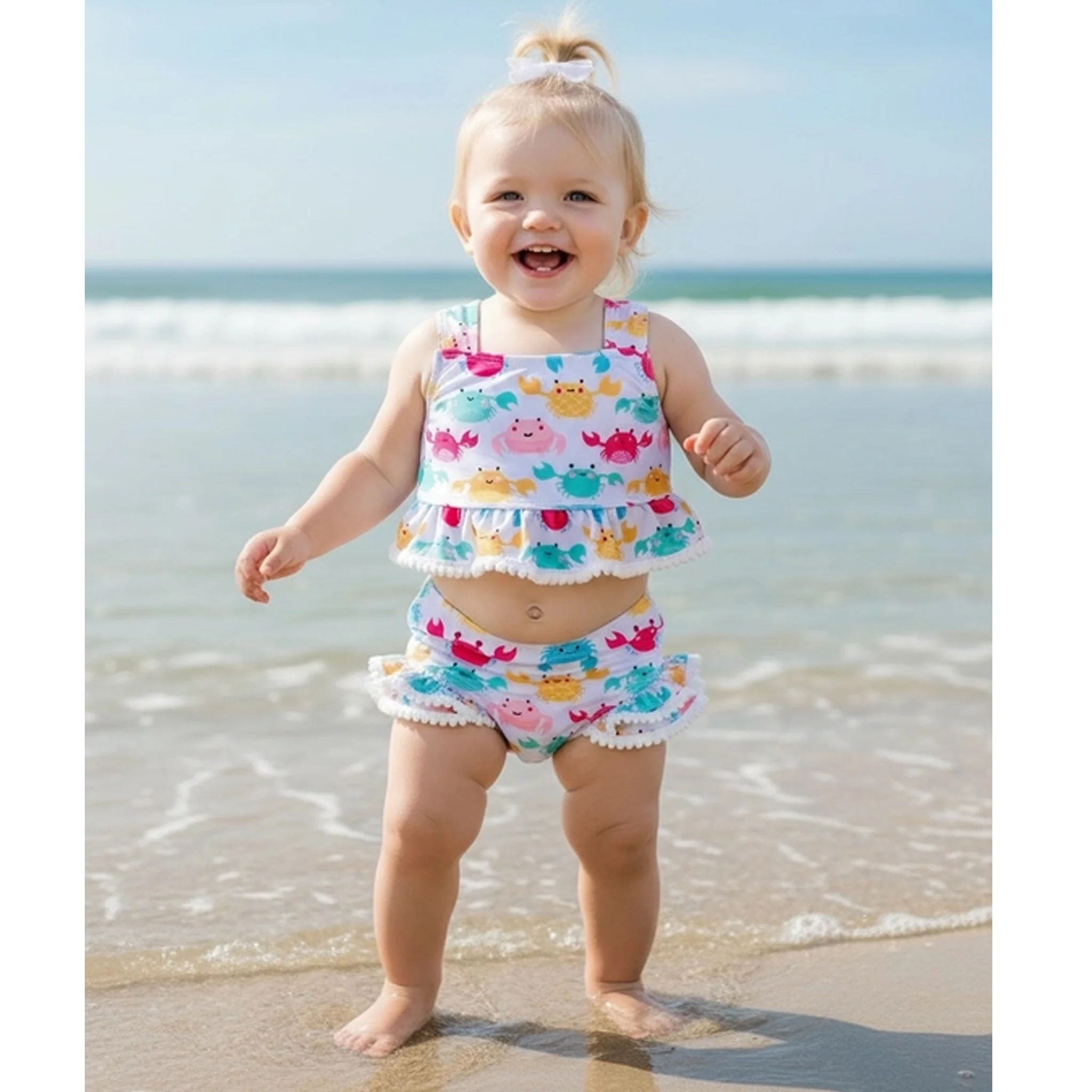 Multi-Color Crabs Girls 2 Piece Swim Set - Image 3