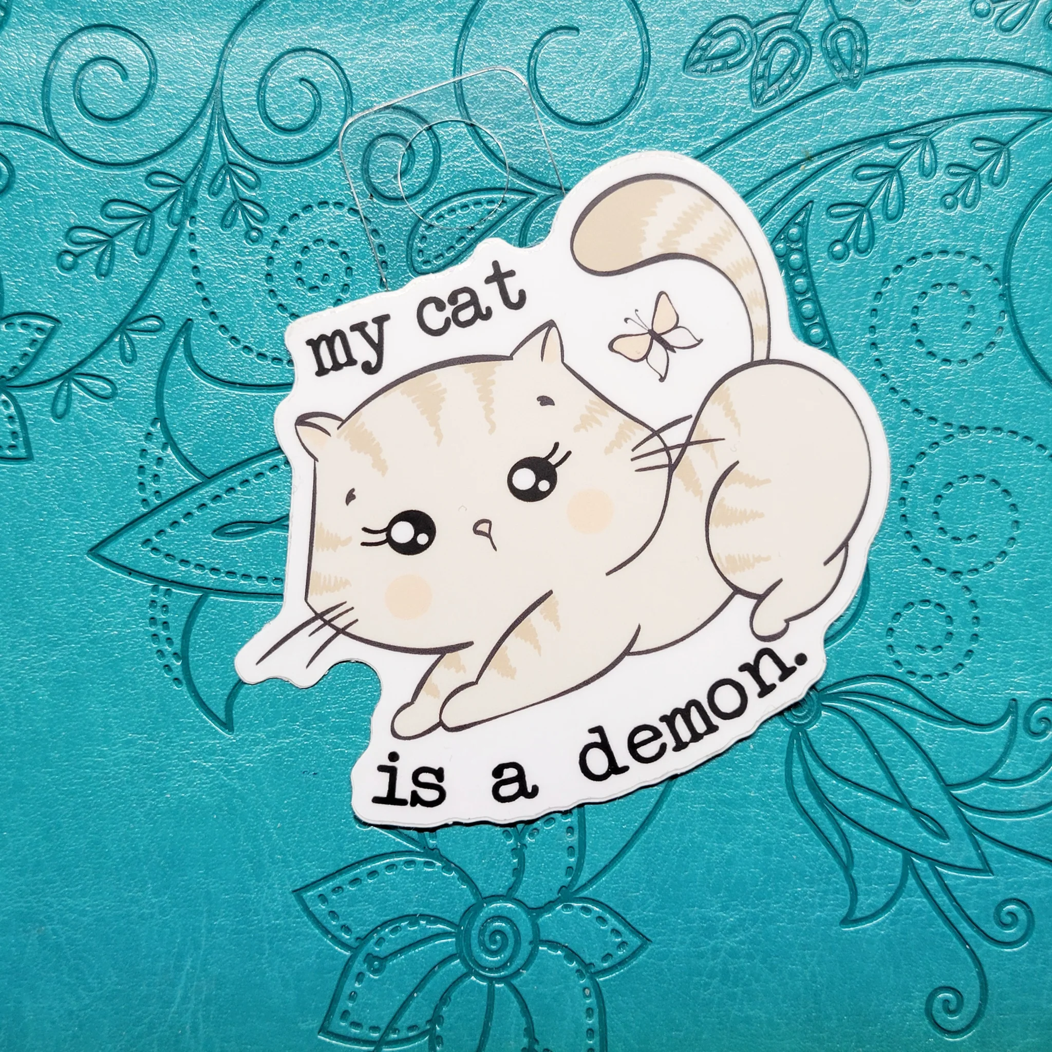 My Cat Is A Demon Die Cut Vinyl Sticker - Image 2
