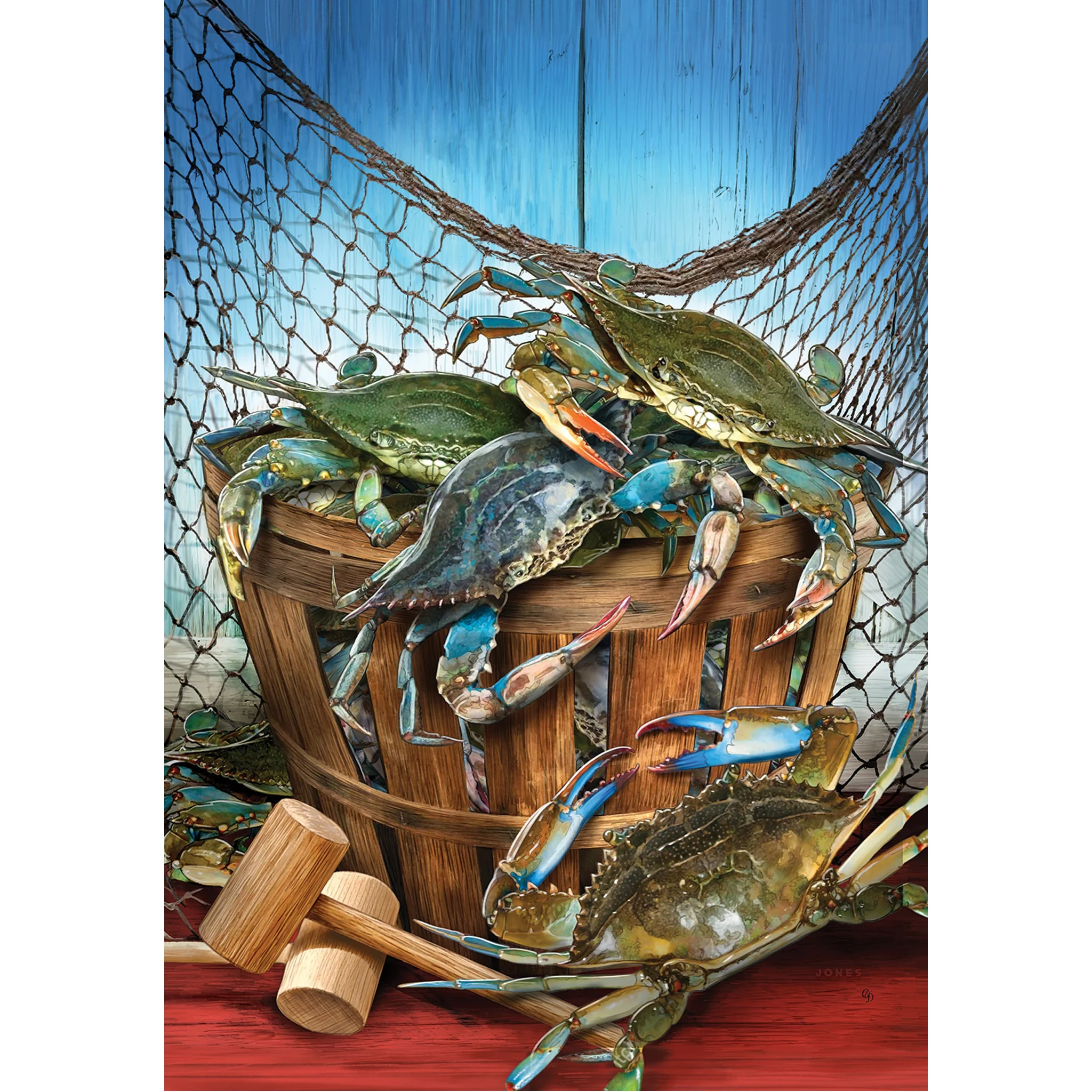 Natural Blue Crabs and Bushel (Sleeve) Flag