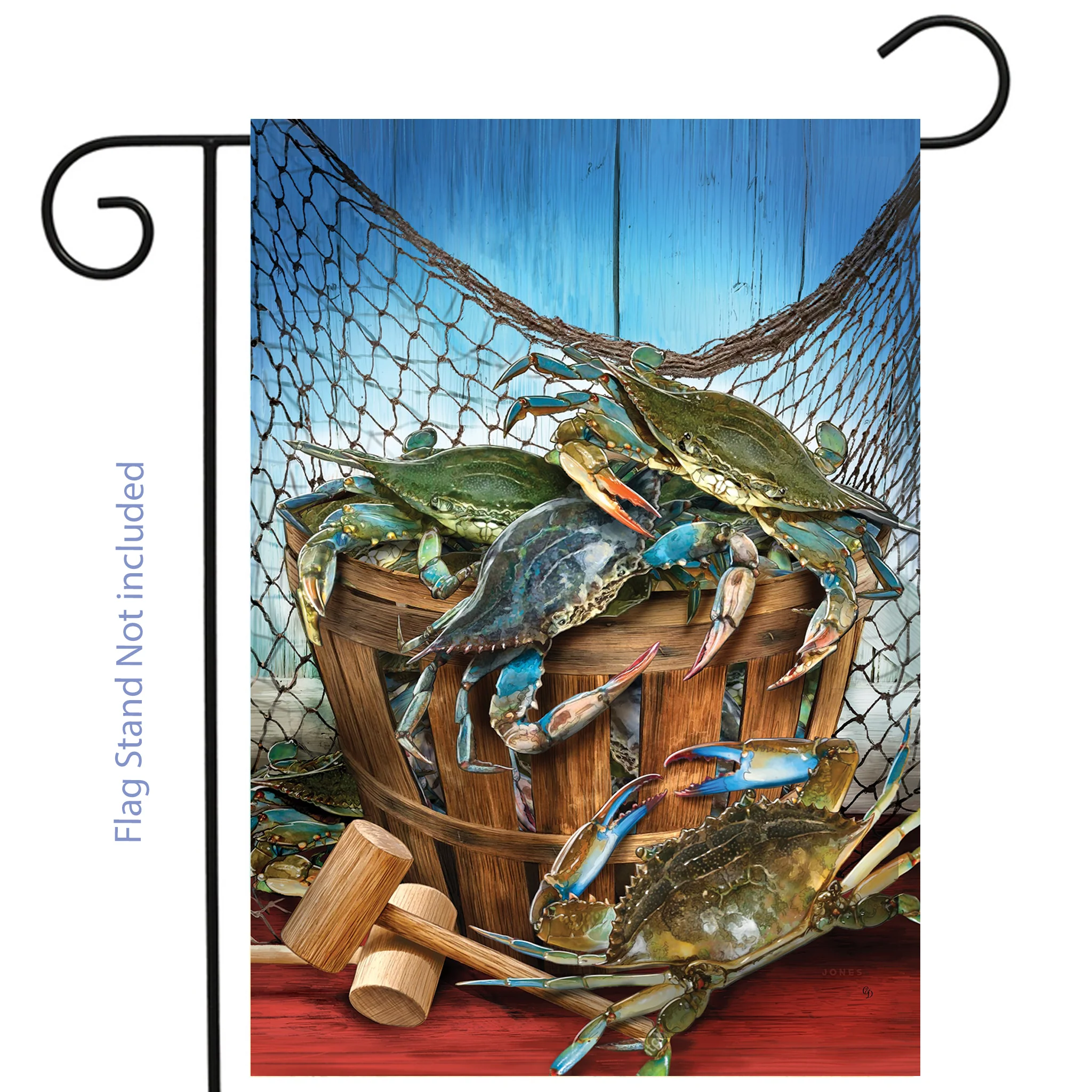 Natural Blue Crabs and Bushel (Sleeve) Flag - Image 2