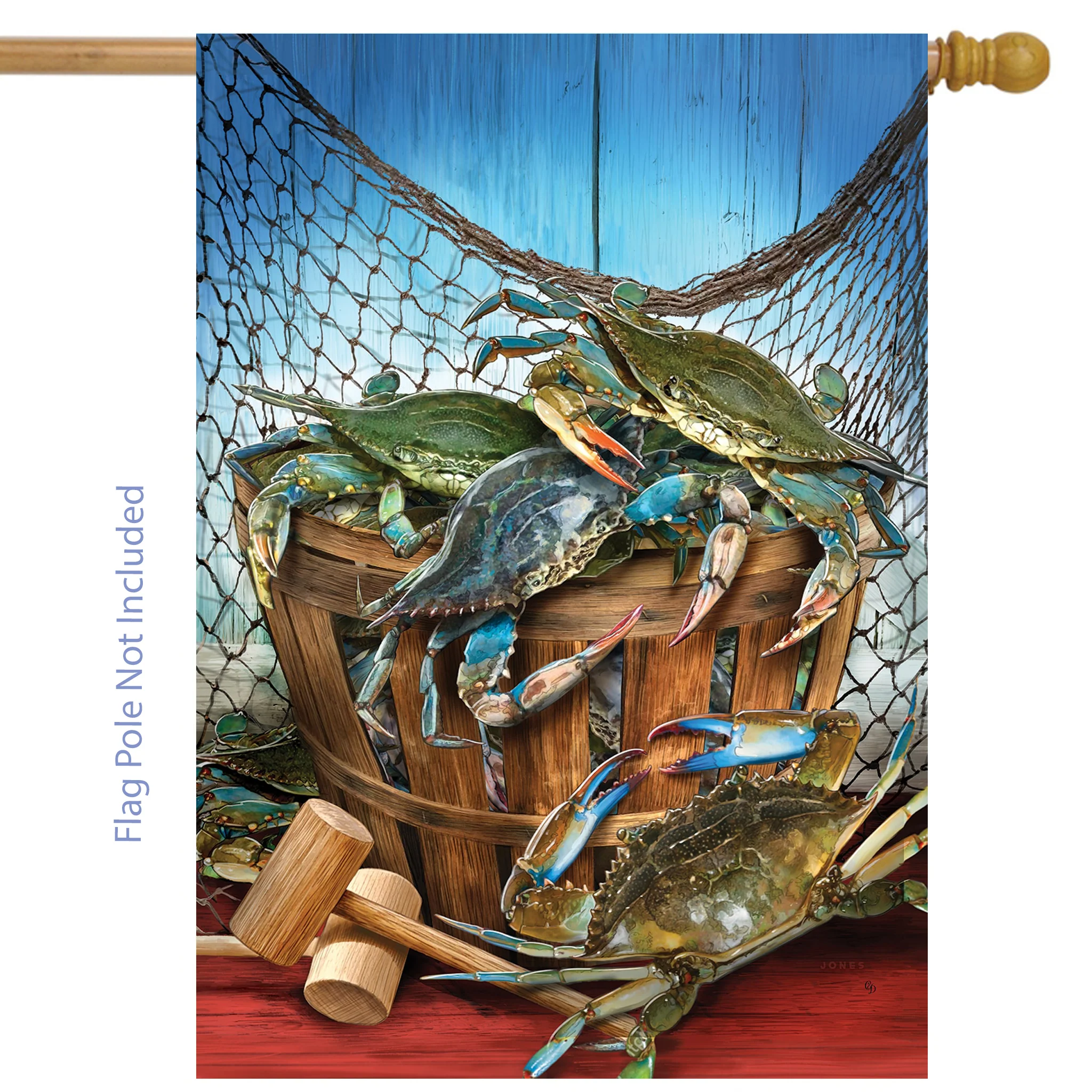 Natural Blue Crabs and Bushel (Sleeve) Flag - Image 3