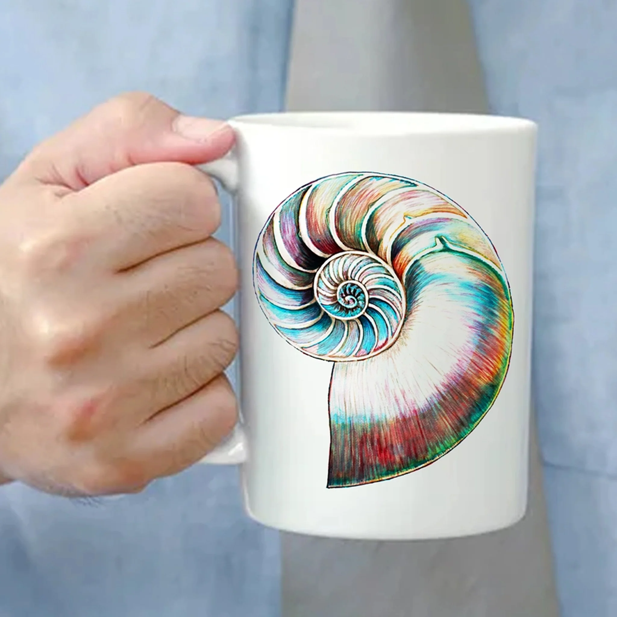 Nautilus Shell Watercolor Art Mug - Image 2