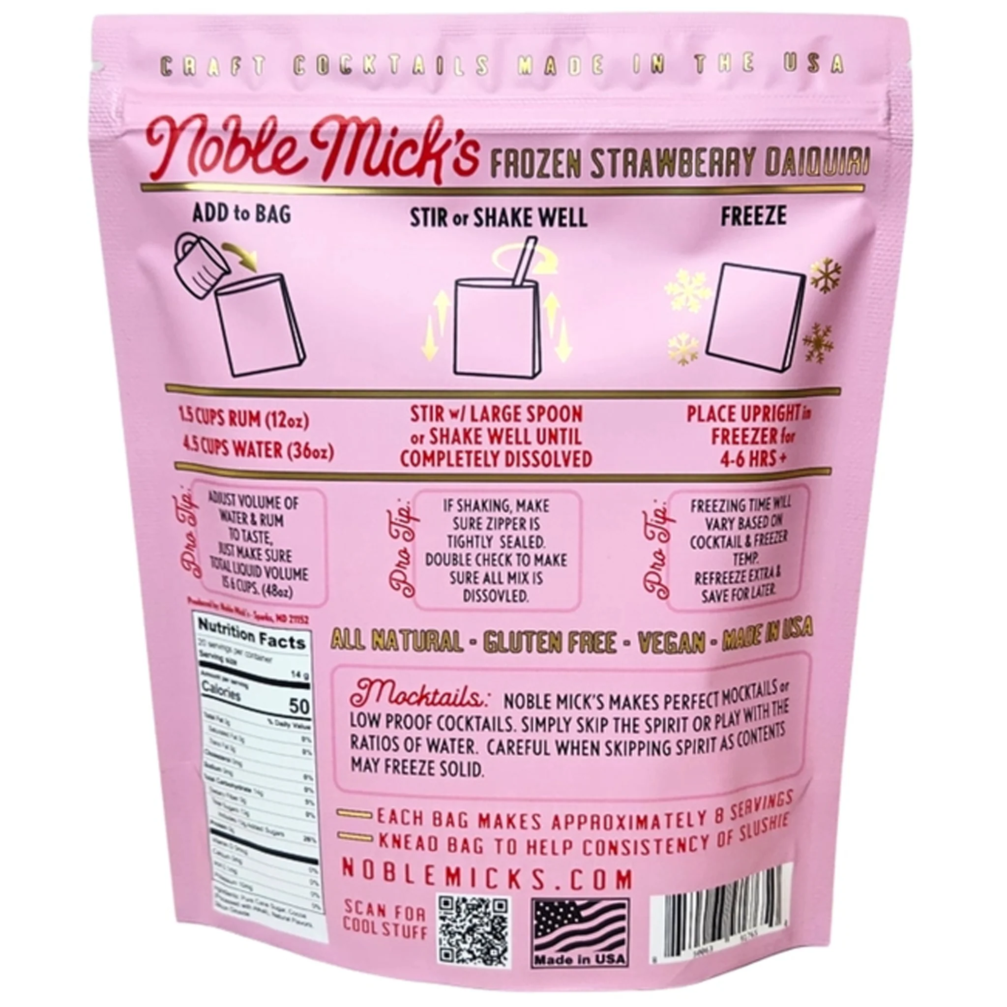 Noble Mick's Strawberry Daiquiri Frozen Cocktail Mix - Image 2