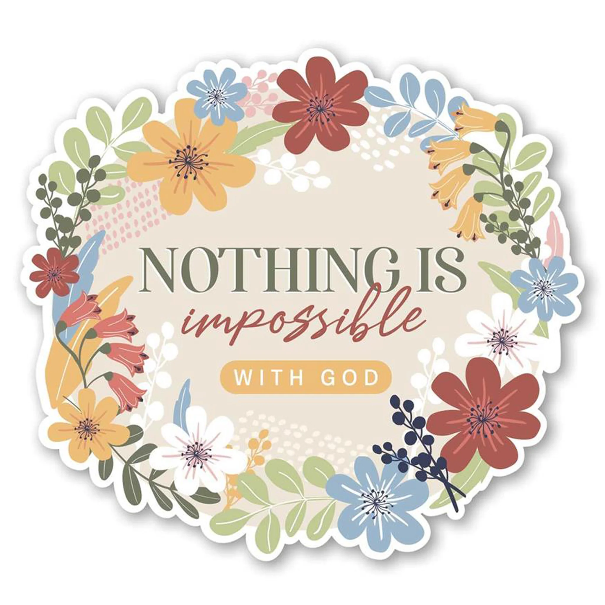 Nothing Is Impossible With God Floral Vinyl Sticker