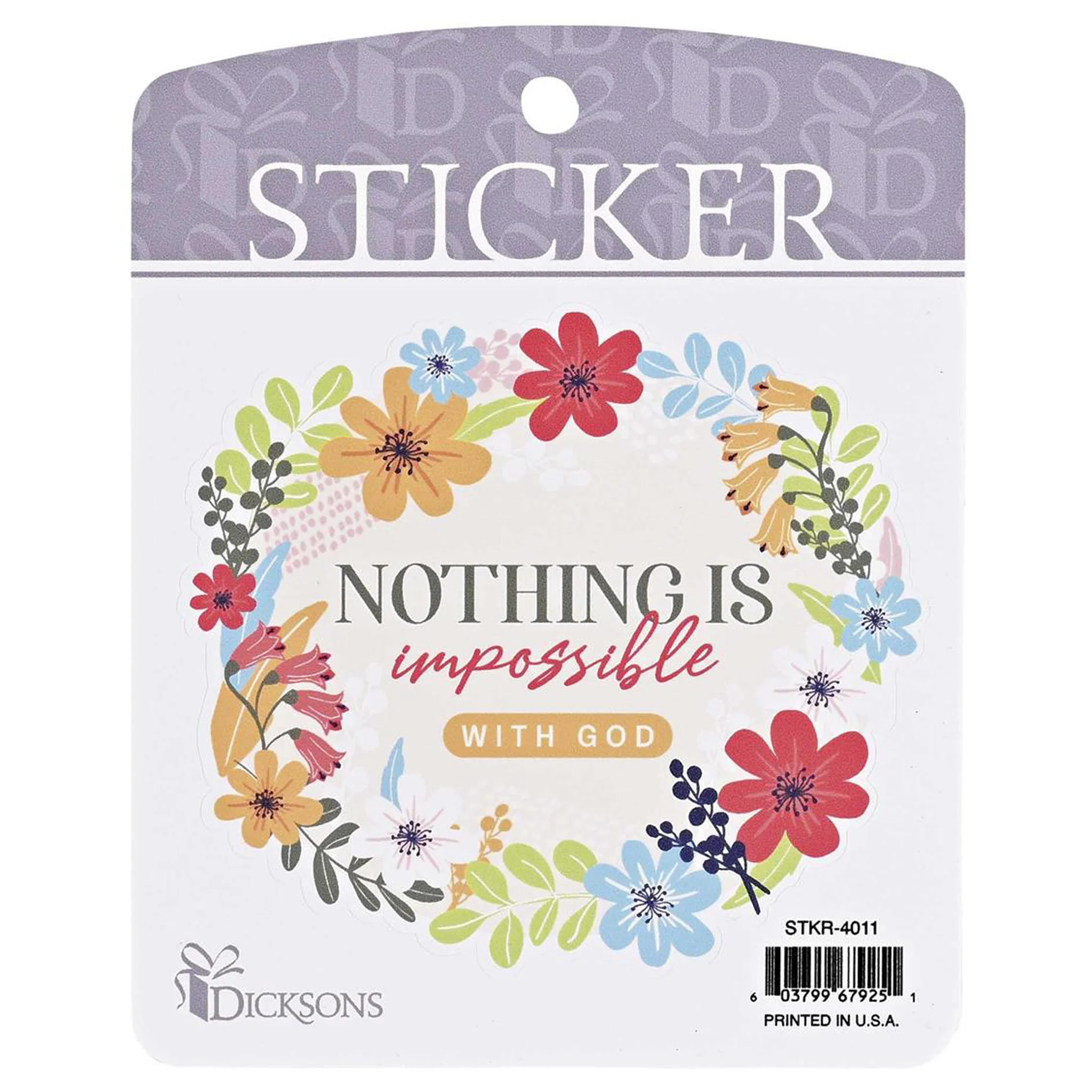 Nothing Is Impossible With God Floral Vinyl Sticker - Image 2