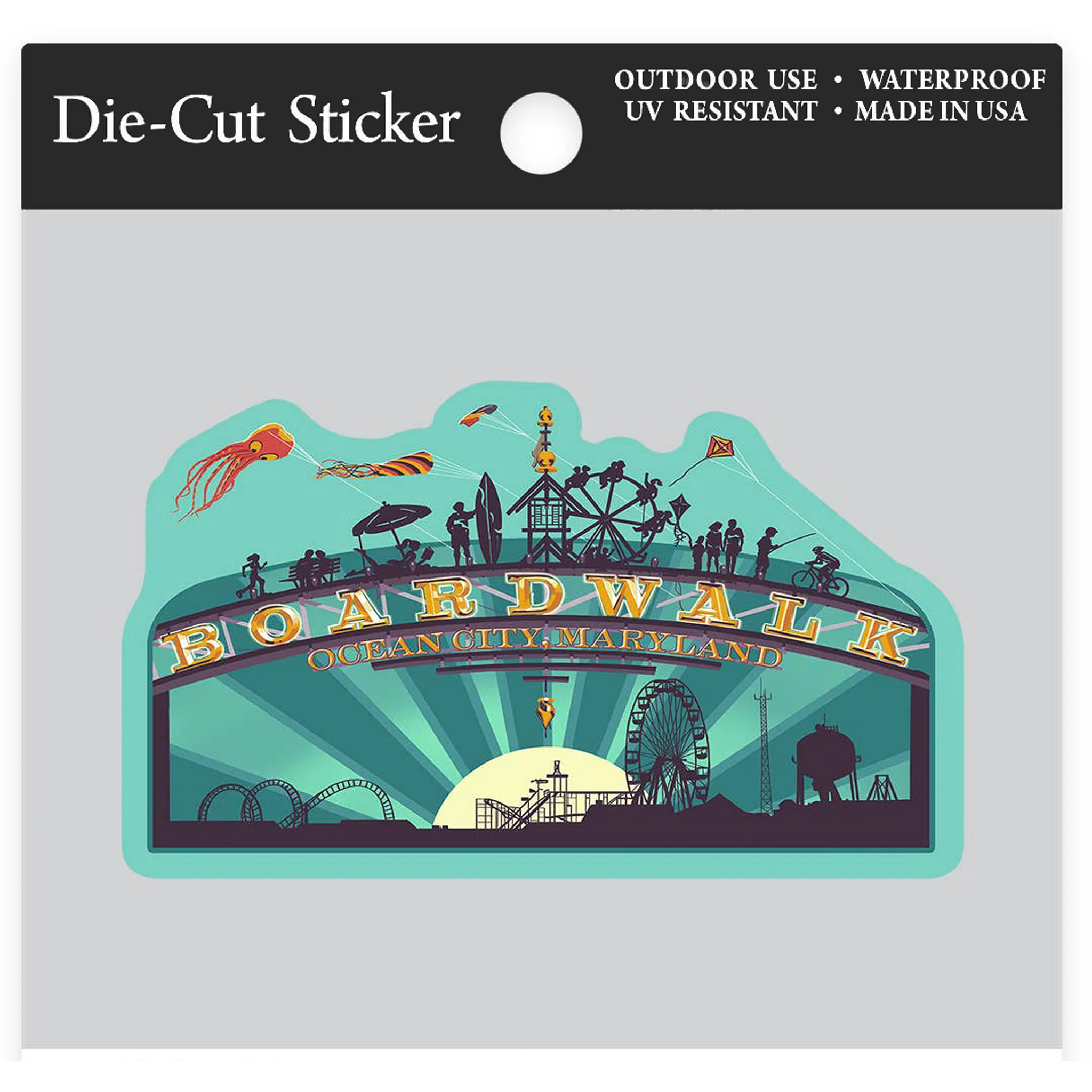 Ocean City Maryland Boardwalk Sign Die-Cut Sticker - Image 2