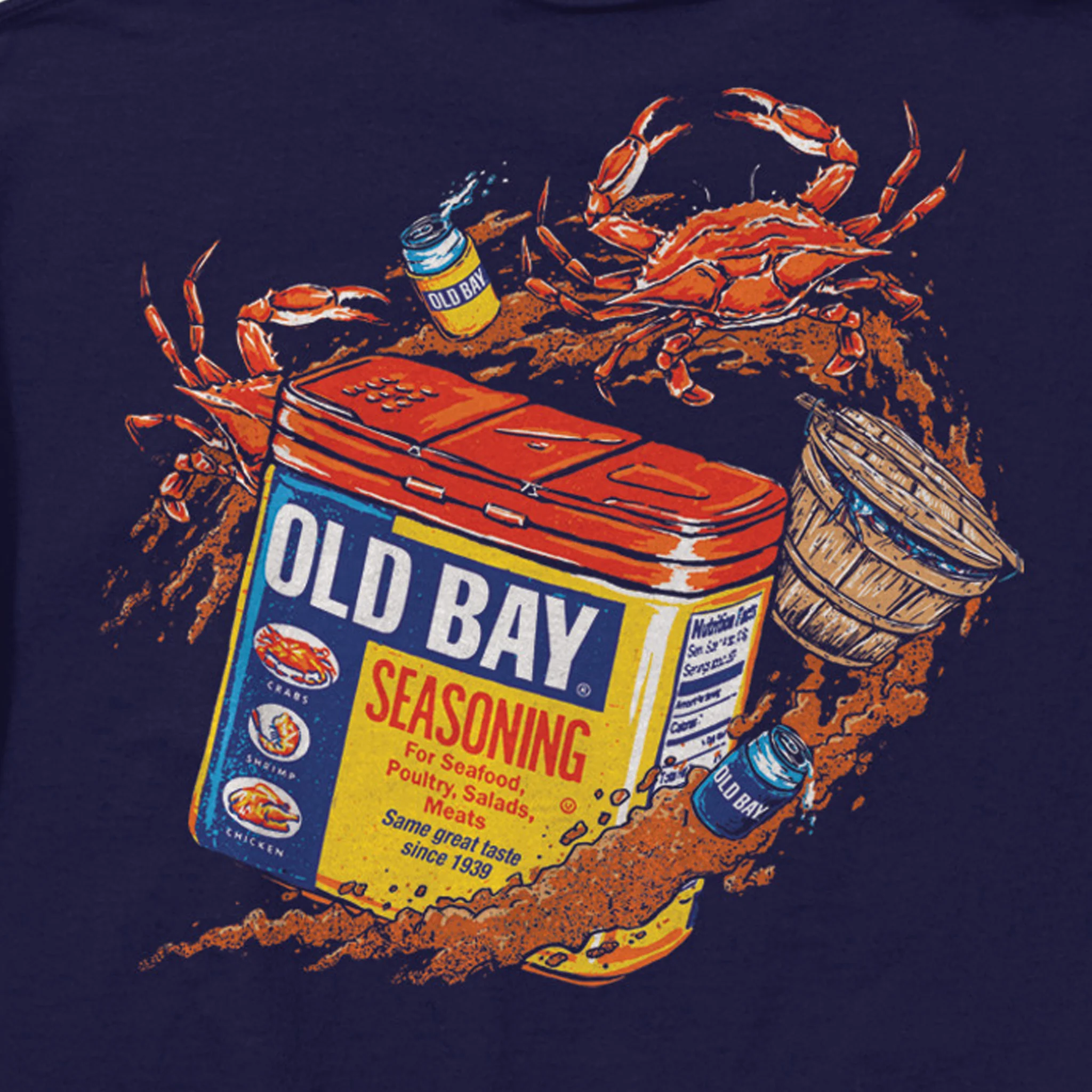 Old Bay Seasoning Can Swirl Navy T-Shirt - Image 2