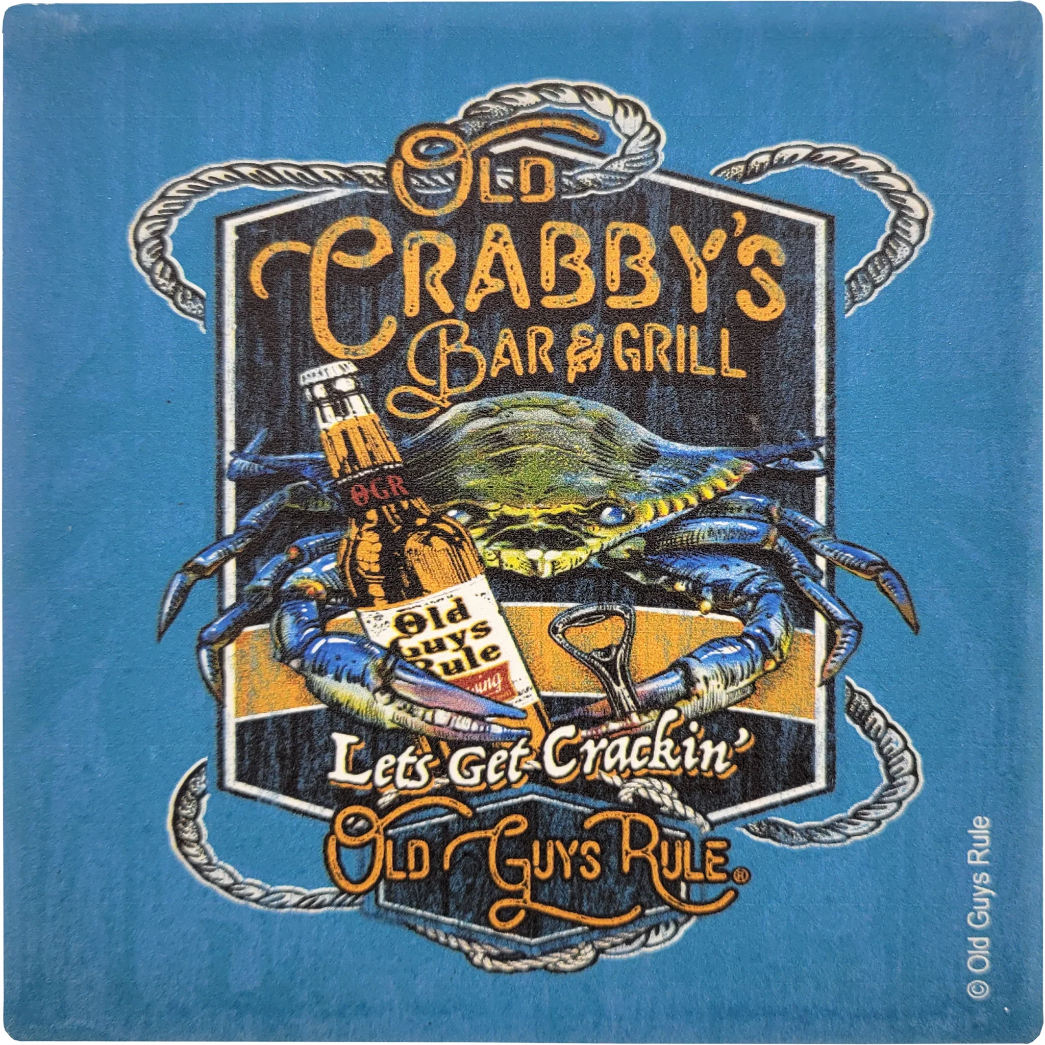 Old Crabby's Old Guys Rule Stone Drink Coaster