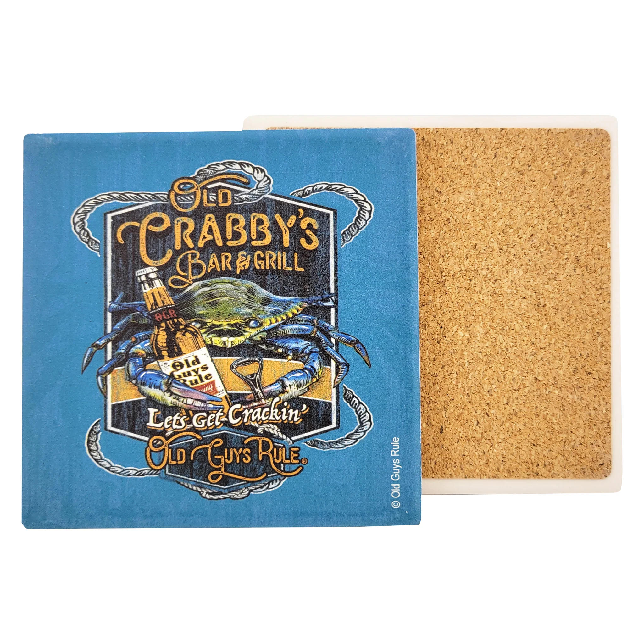 Old Crabby's Old Guys Rule Stone Drink Coaster - Image 2