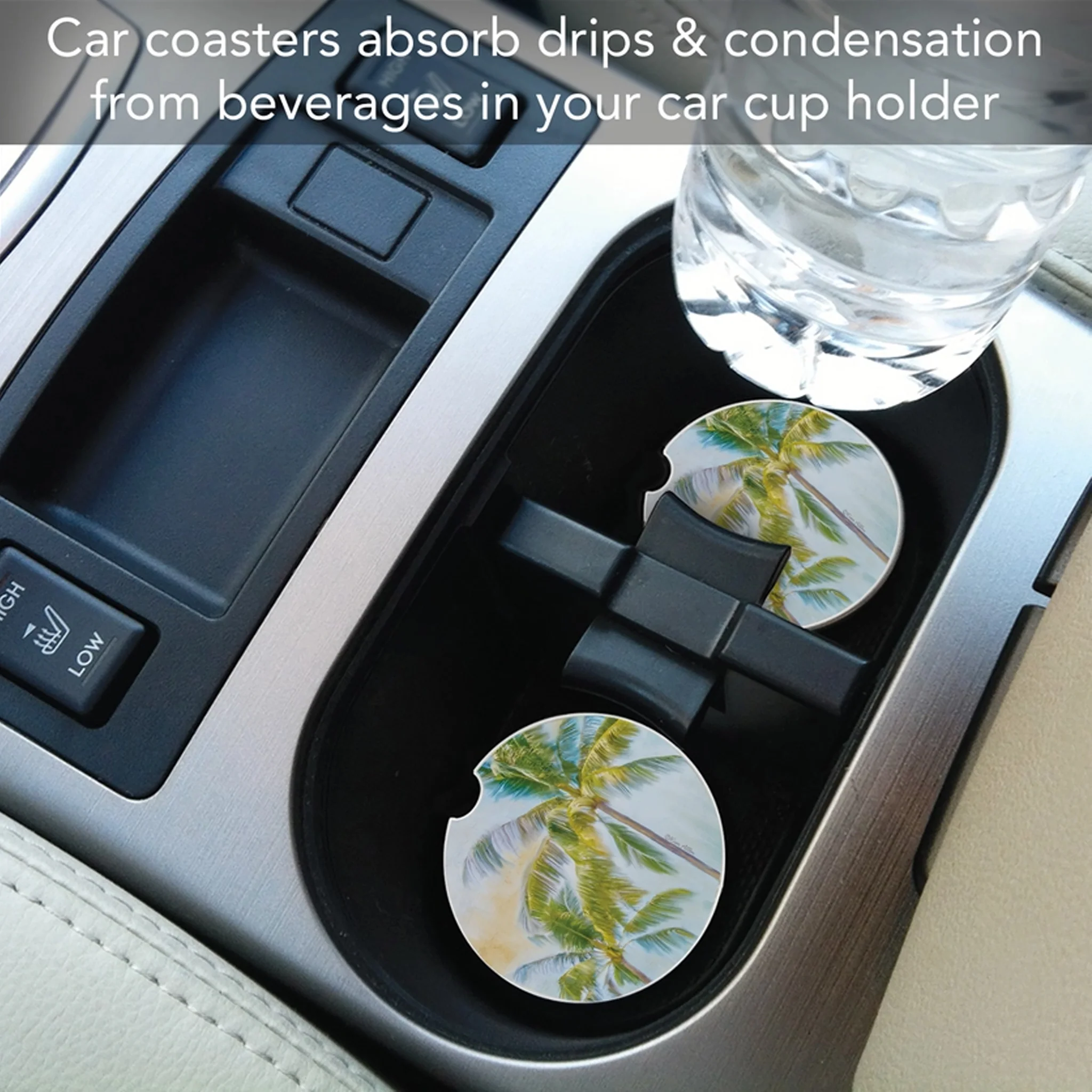 Palm Trees Absorbent Stone Car Coaster - Image 2