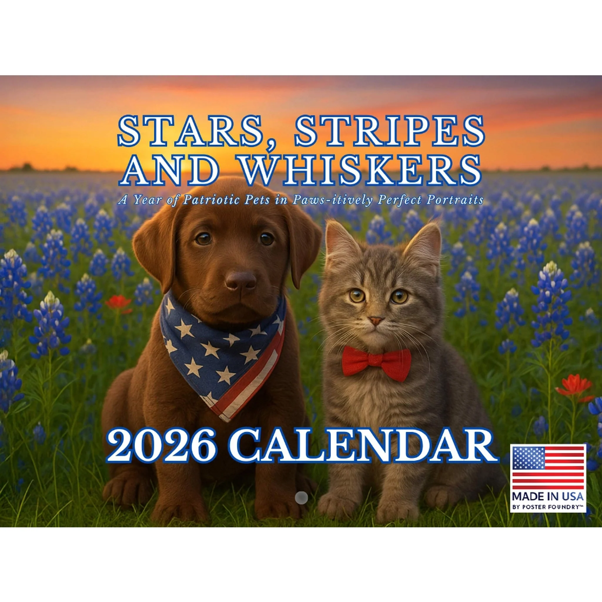 Patriotic Pets 2026 Wall Calendar 12" x 18" *SALE*