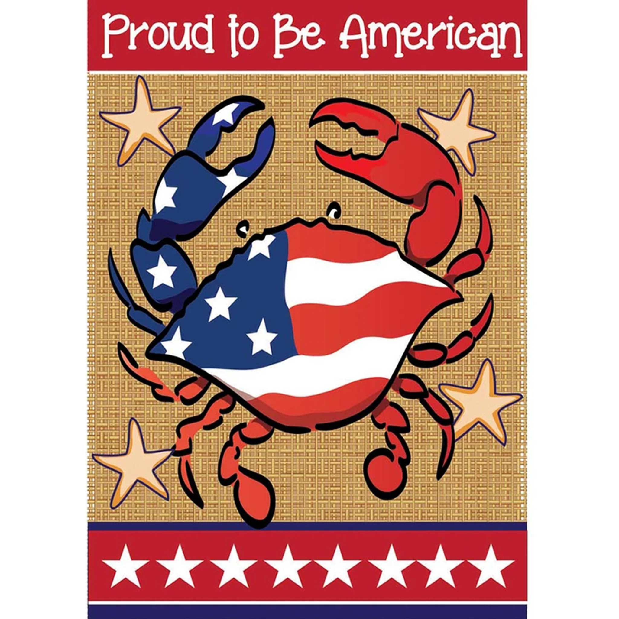 Proud To Be American Crab Burlap Flag (Sleeve) - Image 3
