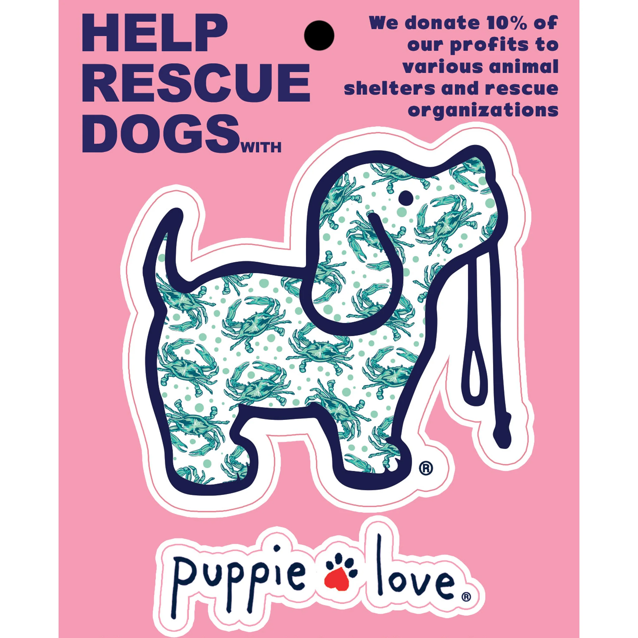 Puppie LoveĀ® Crab Pattern Pup Decal Sticker - Image 2