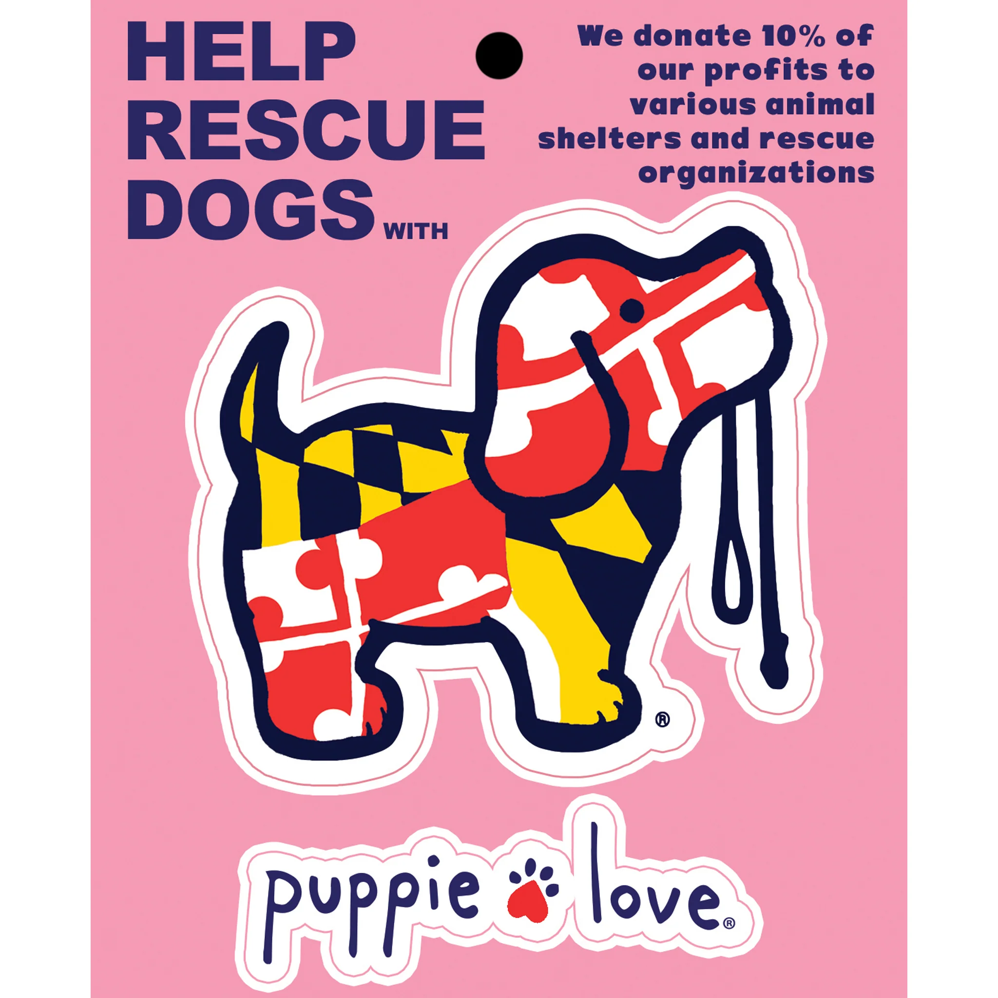 Puppie LoveĀ® Maryland Flag Pattern Pup Decal Sticker - Image 2