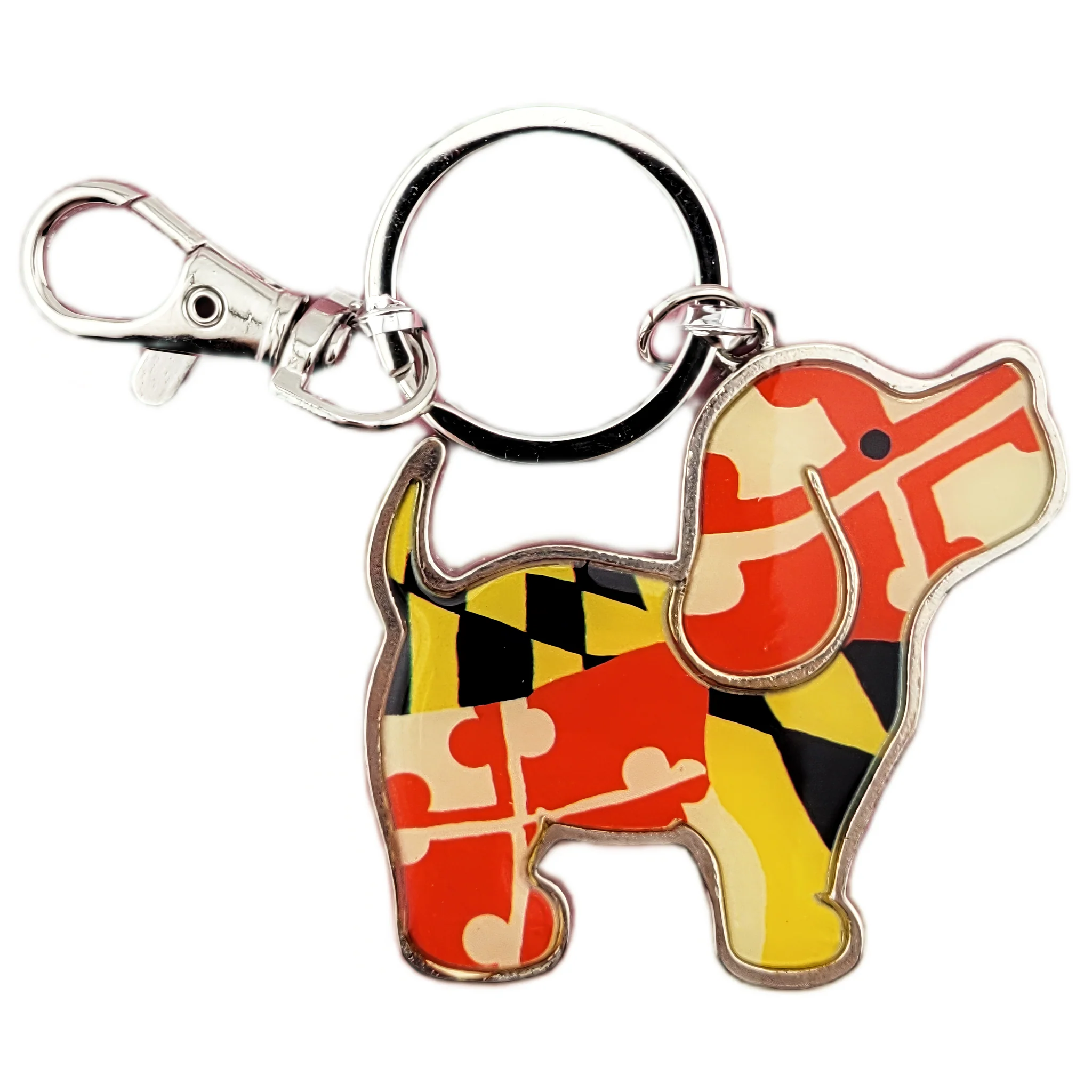 Puppie LoveĀ® Maryland Flag Pattern Pup Key Ring