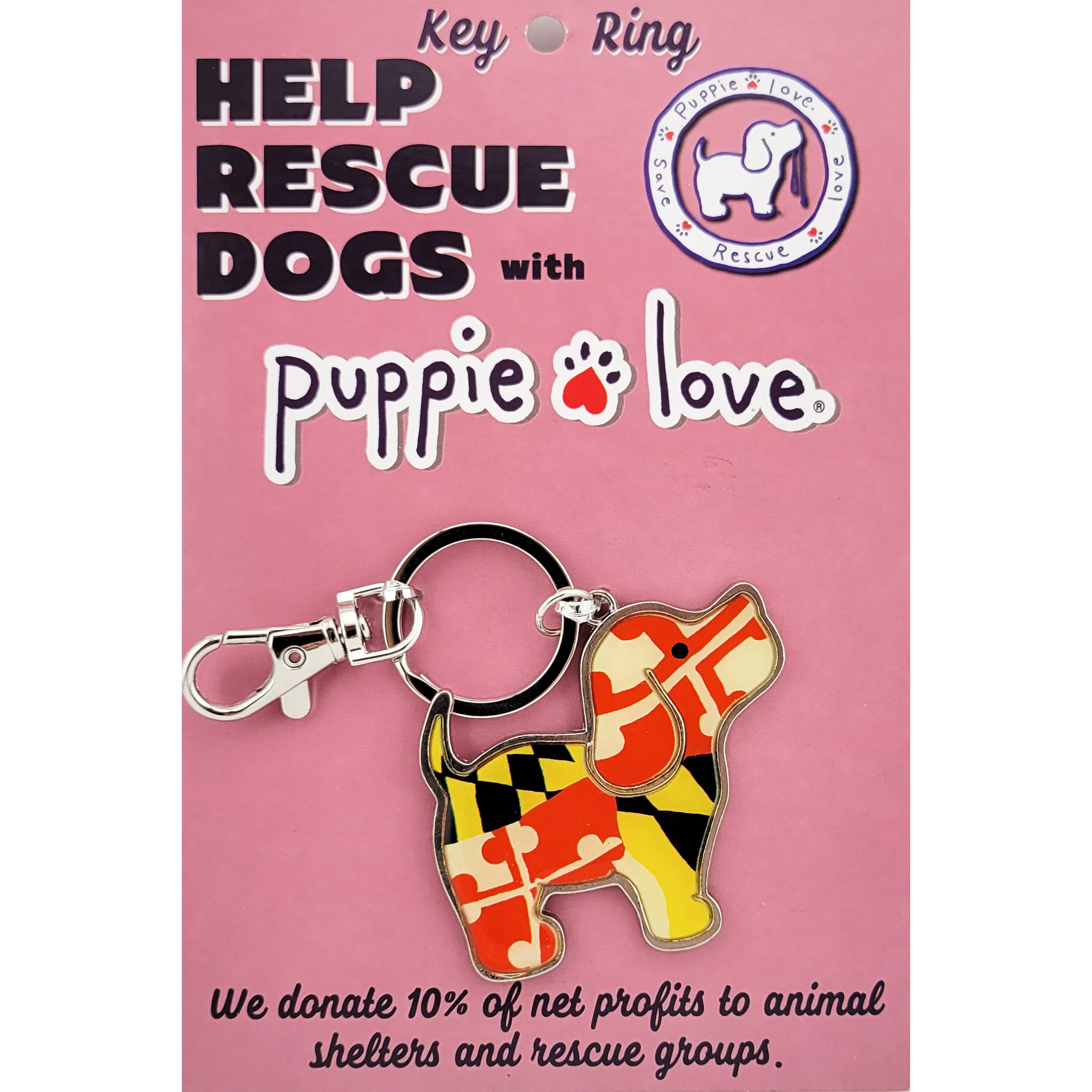 Puppie LoveĀ® Maryland Flag Pattern Pup Key Ring - Image 2