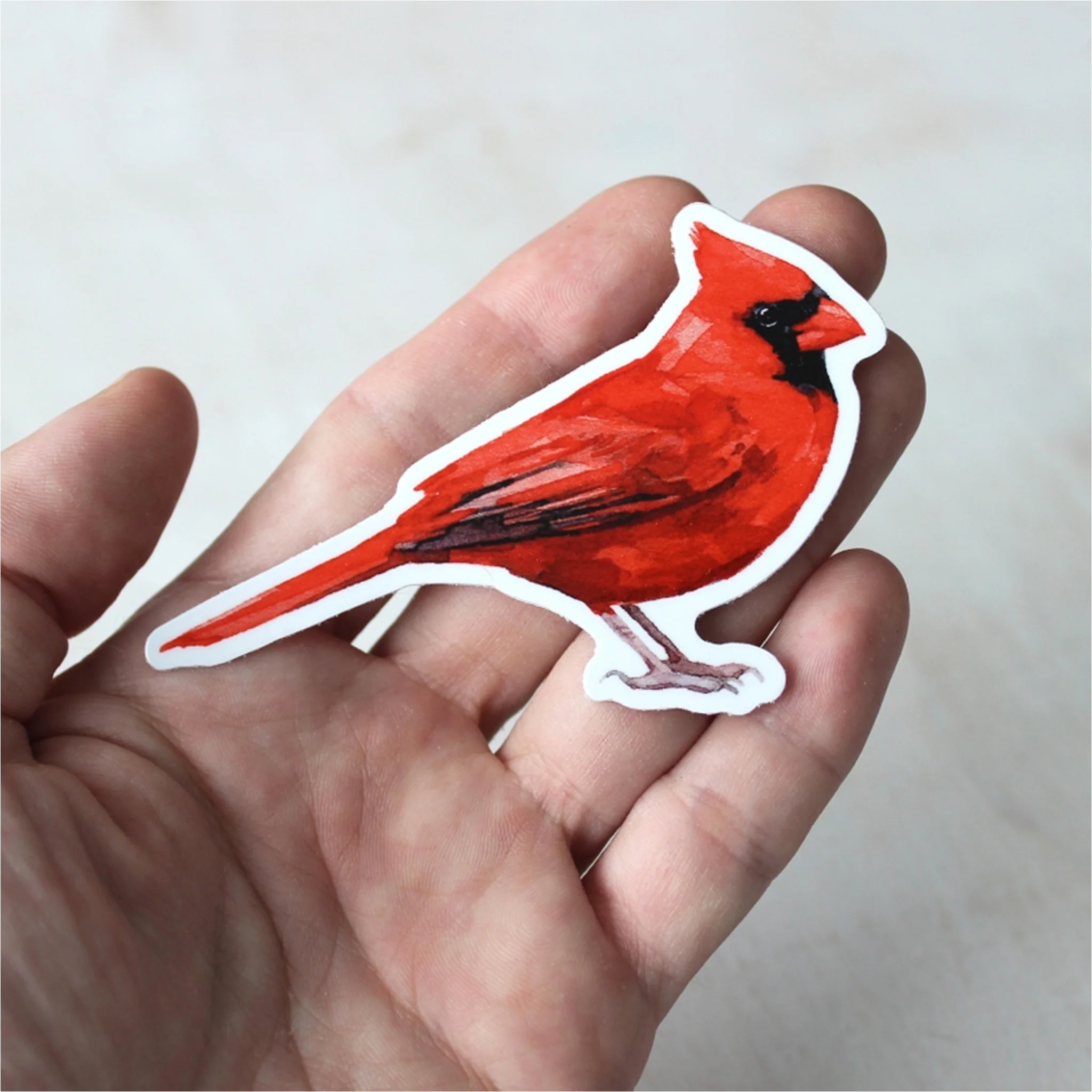 Red Cardinal Bird Watercolor Vinyl Sticker - Image 2