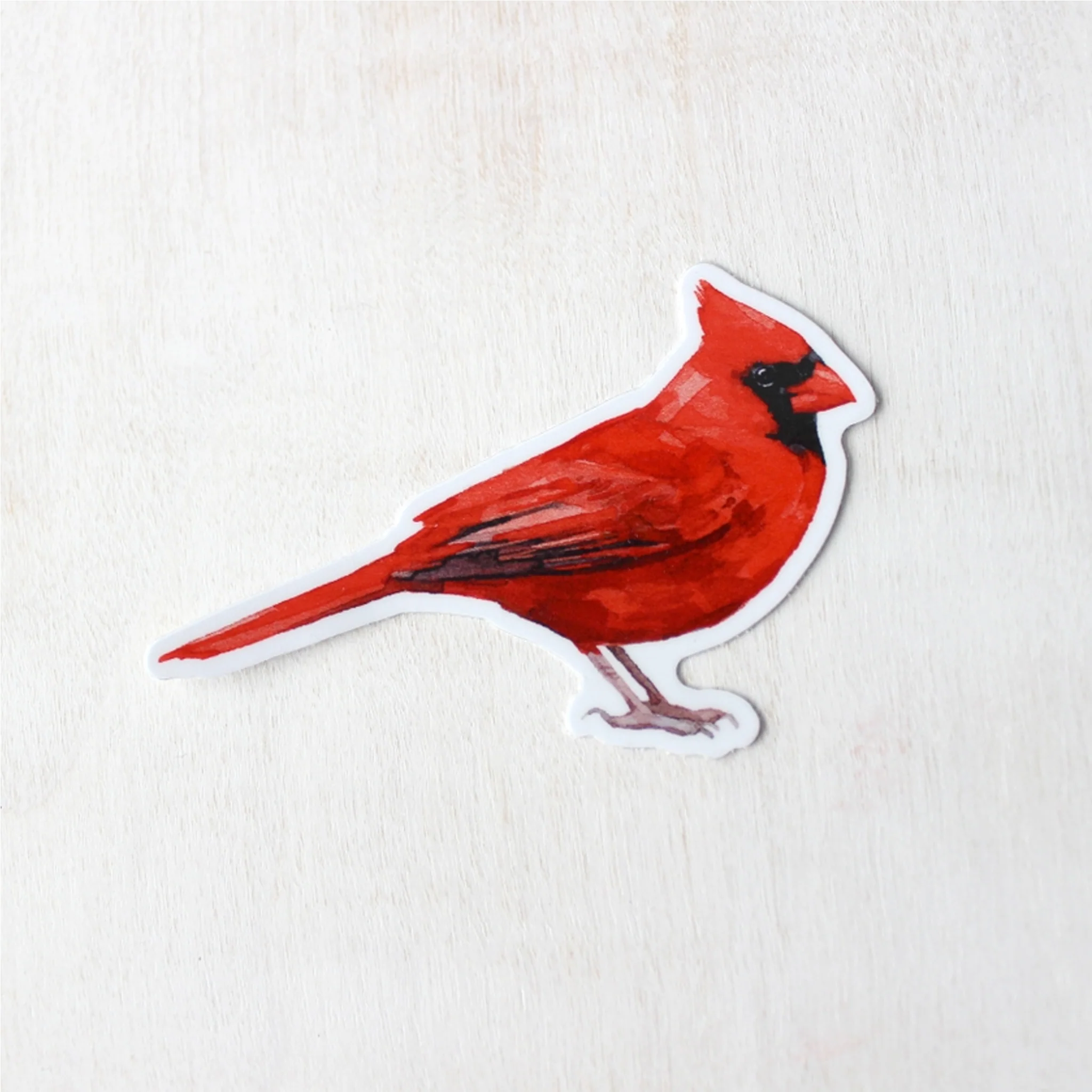 Red Cardinal Bird Watercolor Vinyl Sticker - Image 4