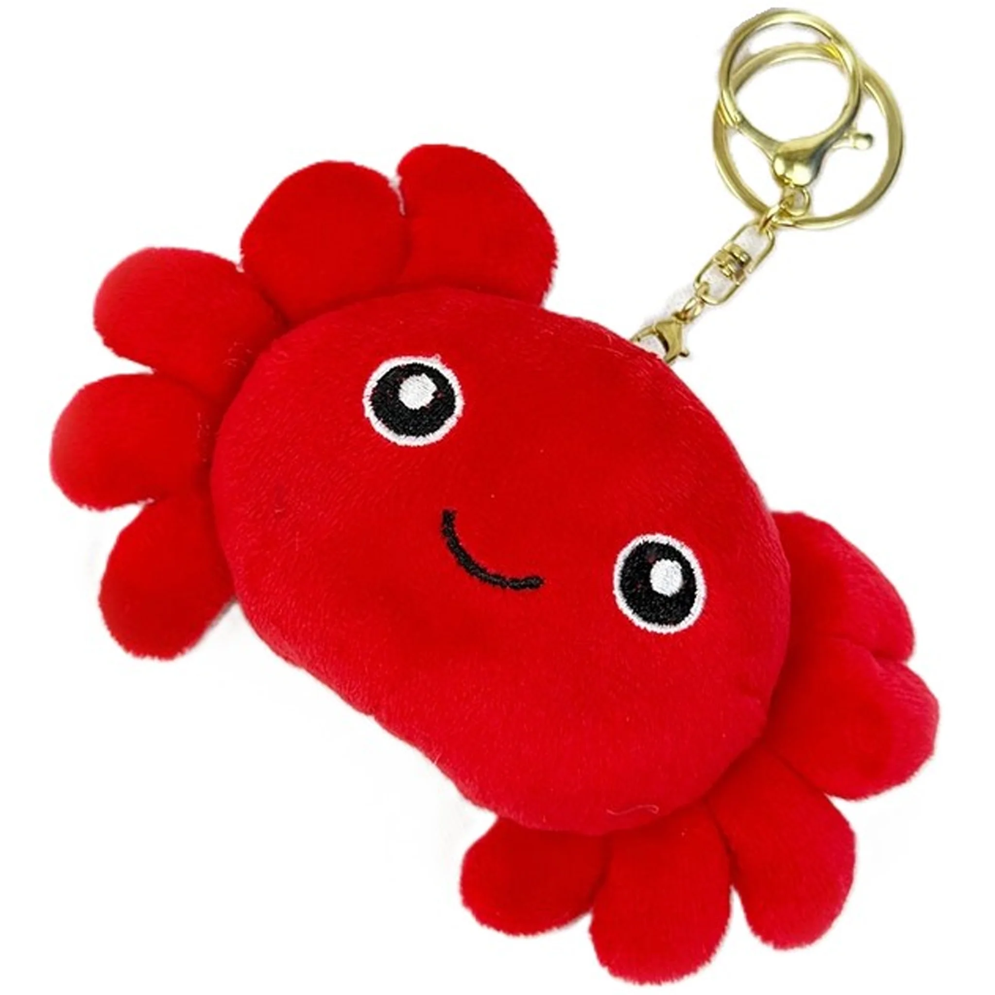 Smiley Red Crab Plush Key Chain Backpack Clip Toy - Image 2