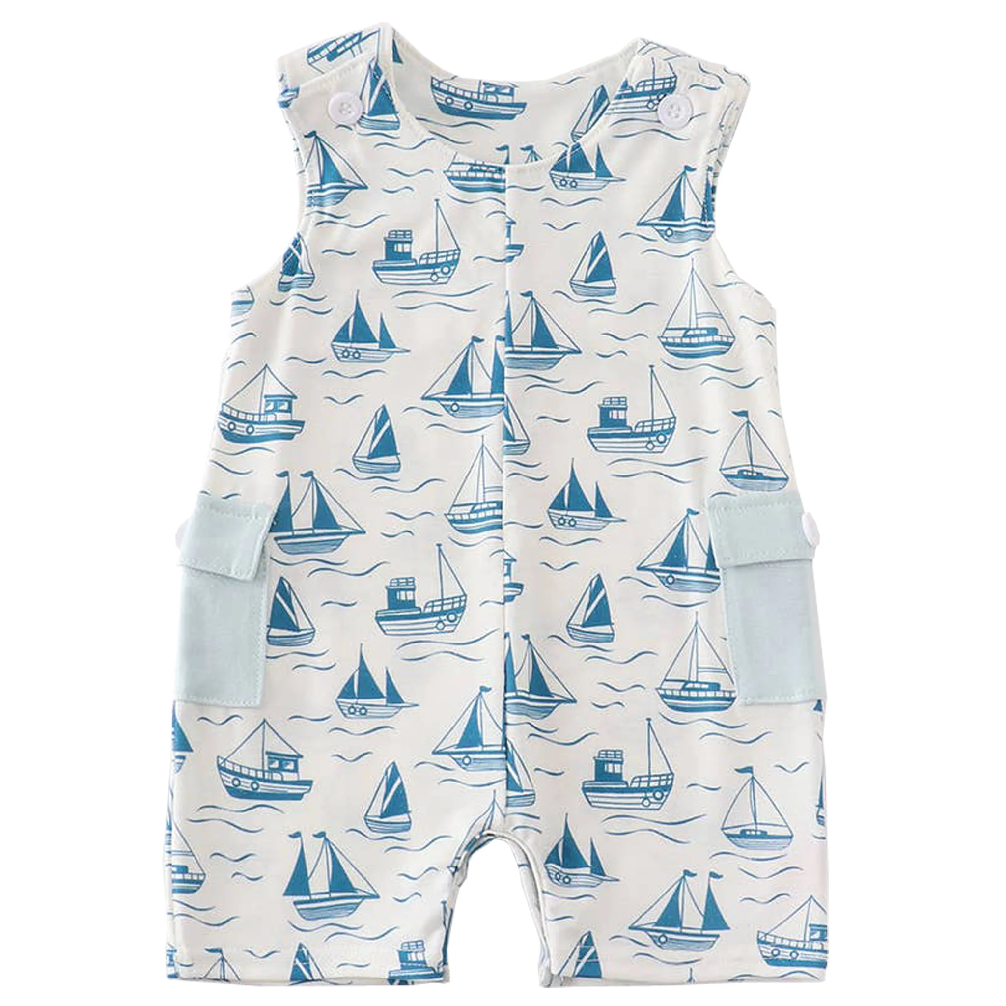 Sailboat Print Sleeveless Baby Romper