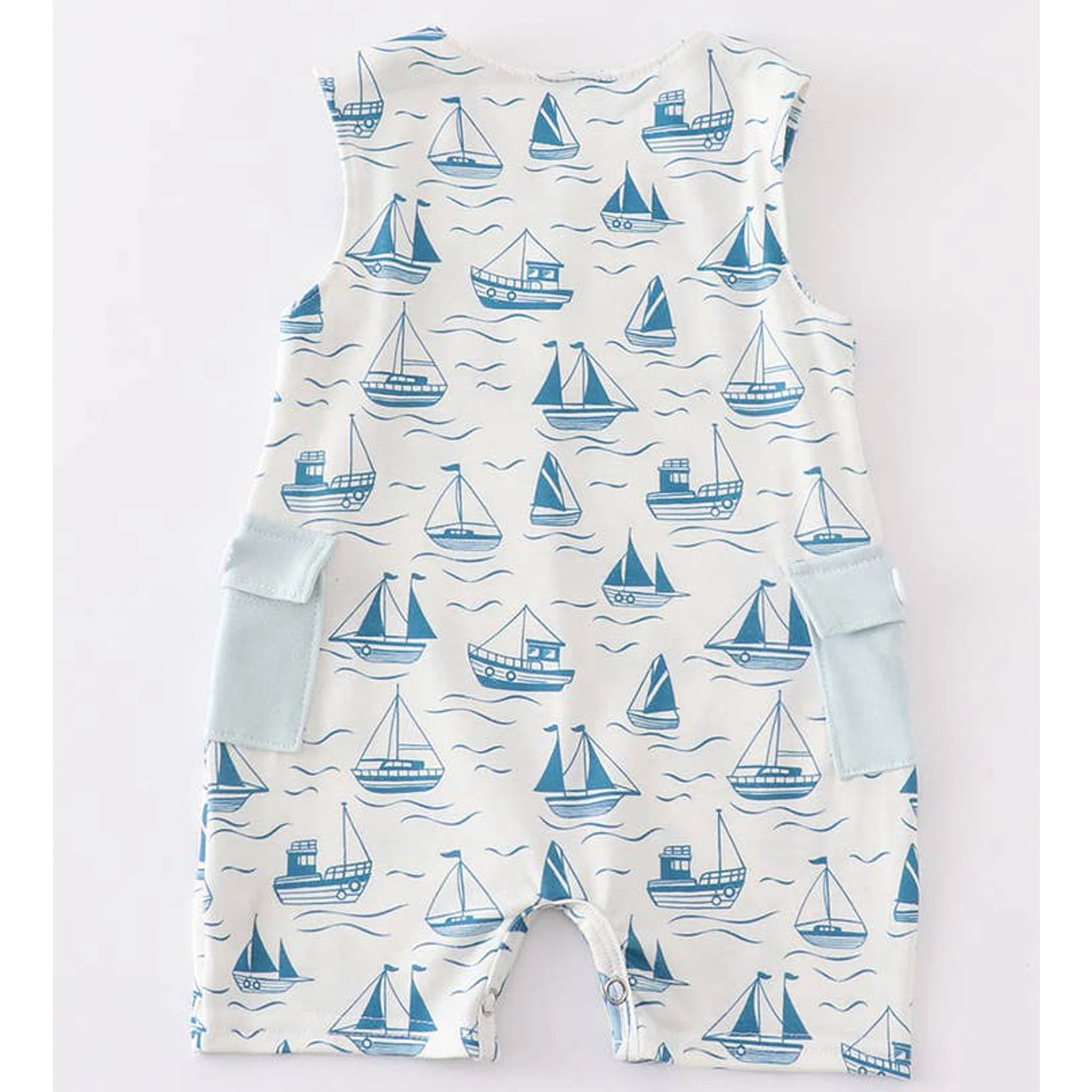 Sailboat Print Sleeveless Baby Romper - Image 2