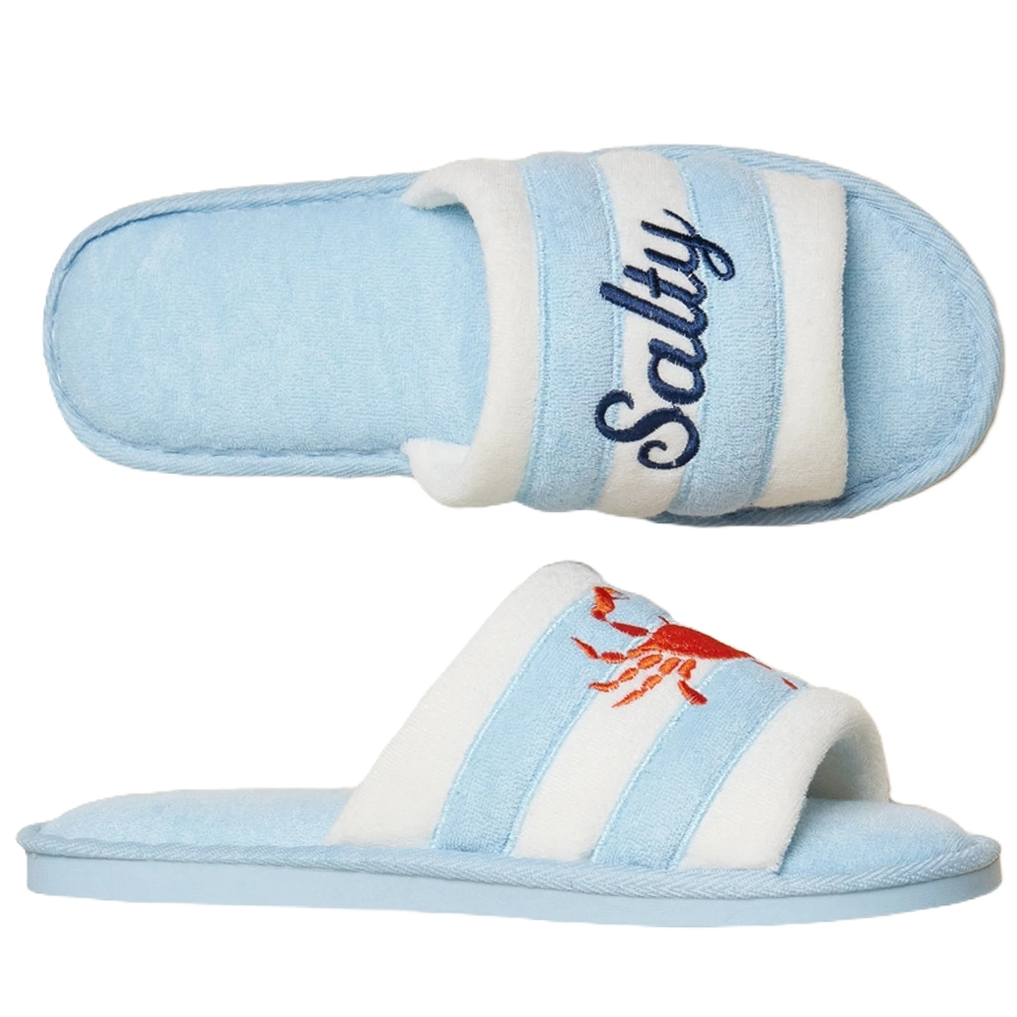 Salty Crab Embroidered Terry Slippers - Image 4