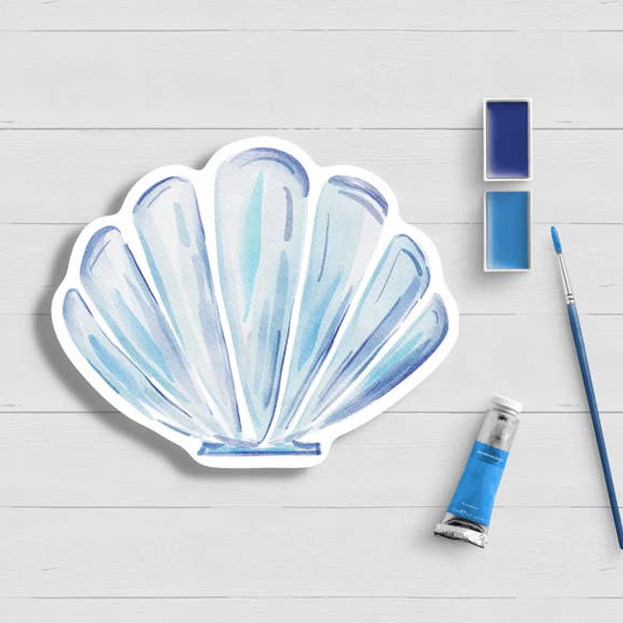 Scallop Seashell Watercolor Vinyl Sticker - Image 2