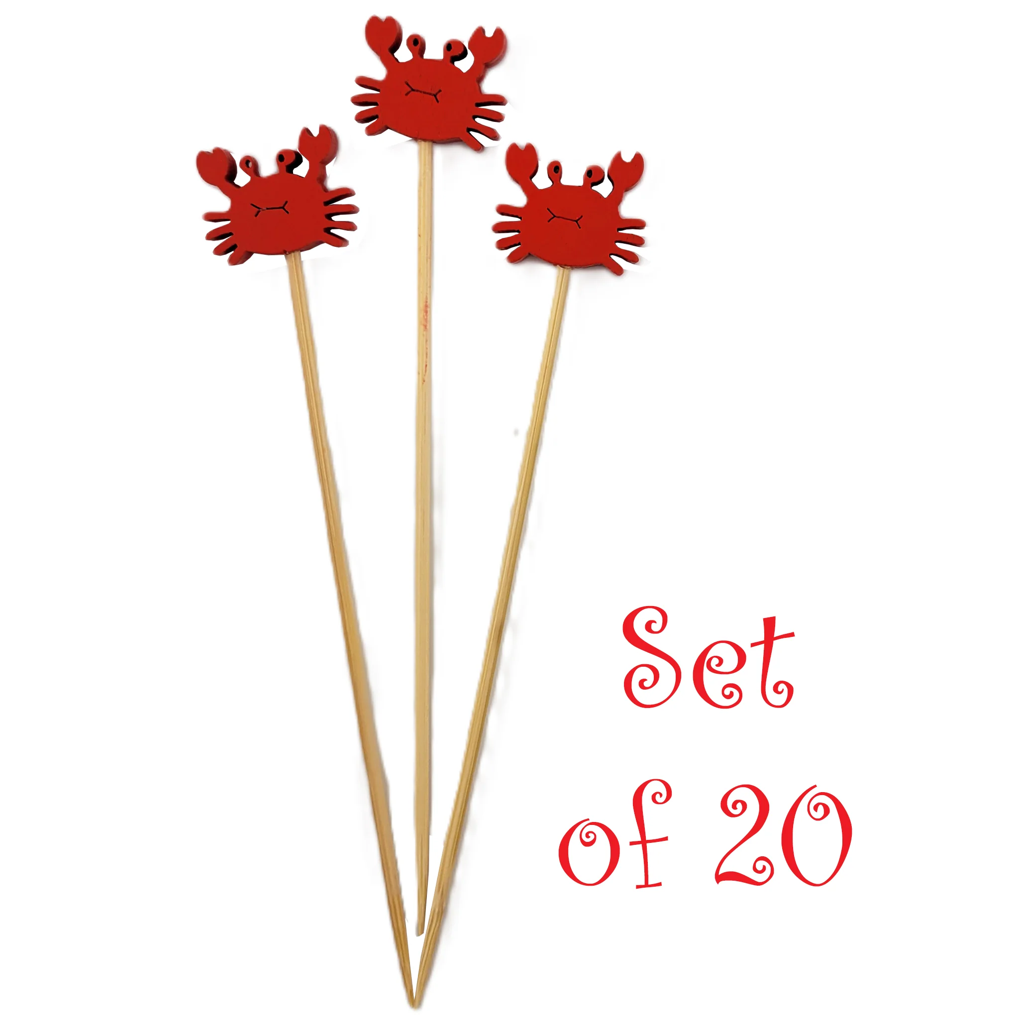Smiling Red Crab Cocktail Picks Set of 20