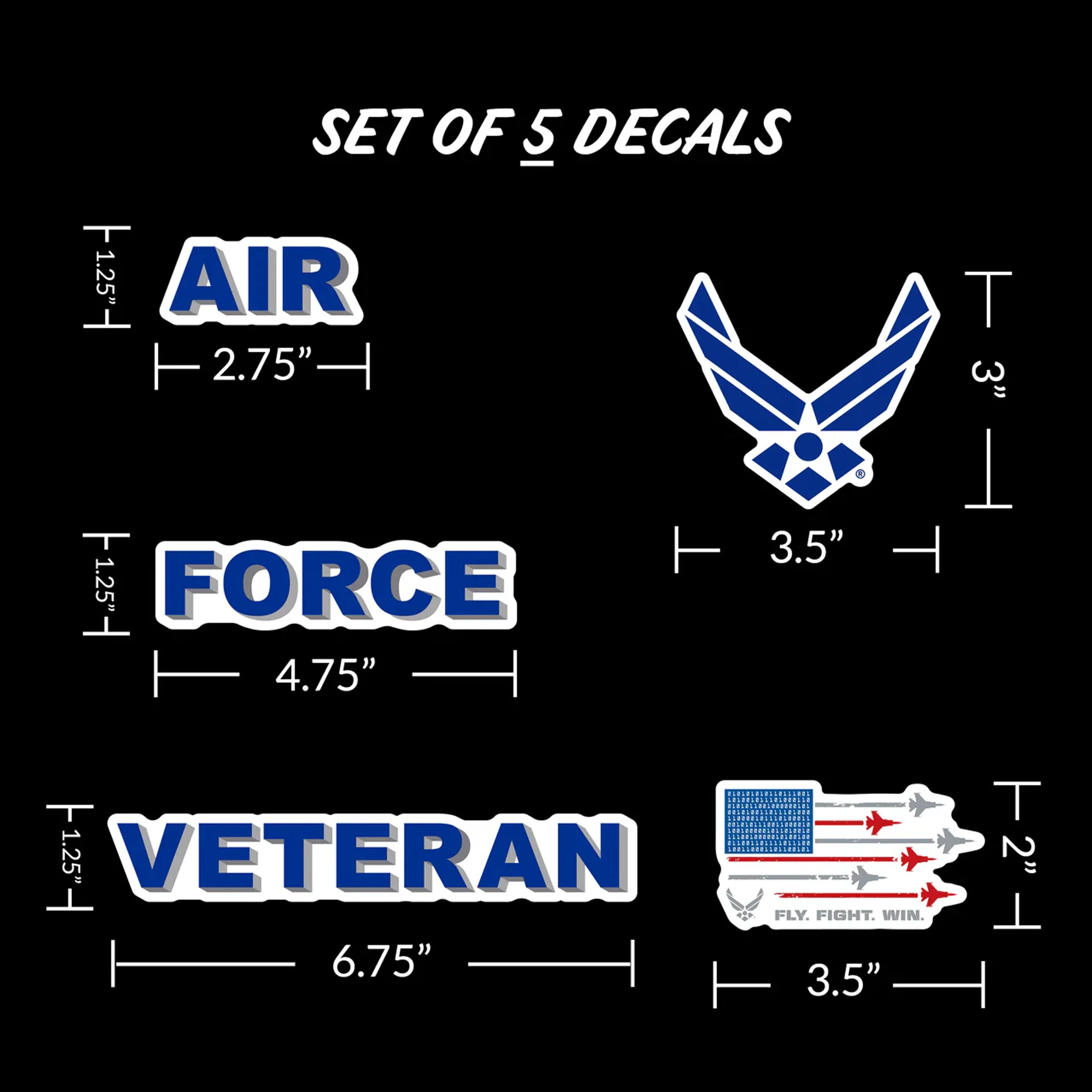 United States Air Force Veteran Set of 5 Vinyl Stickers - Image 3