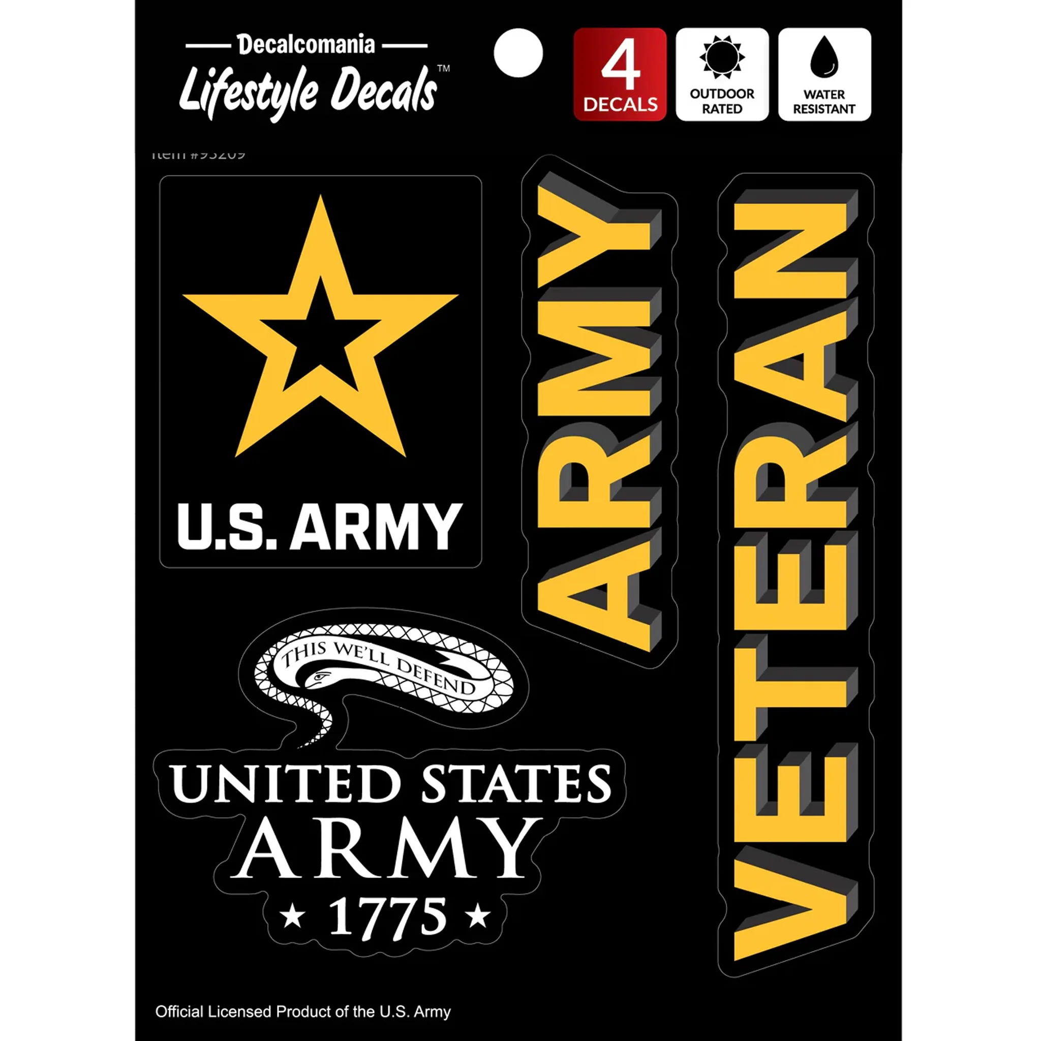 United States Army Veteran Set of 4 Vinyl Stickers - Image 2