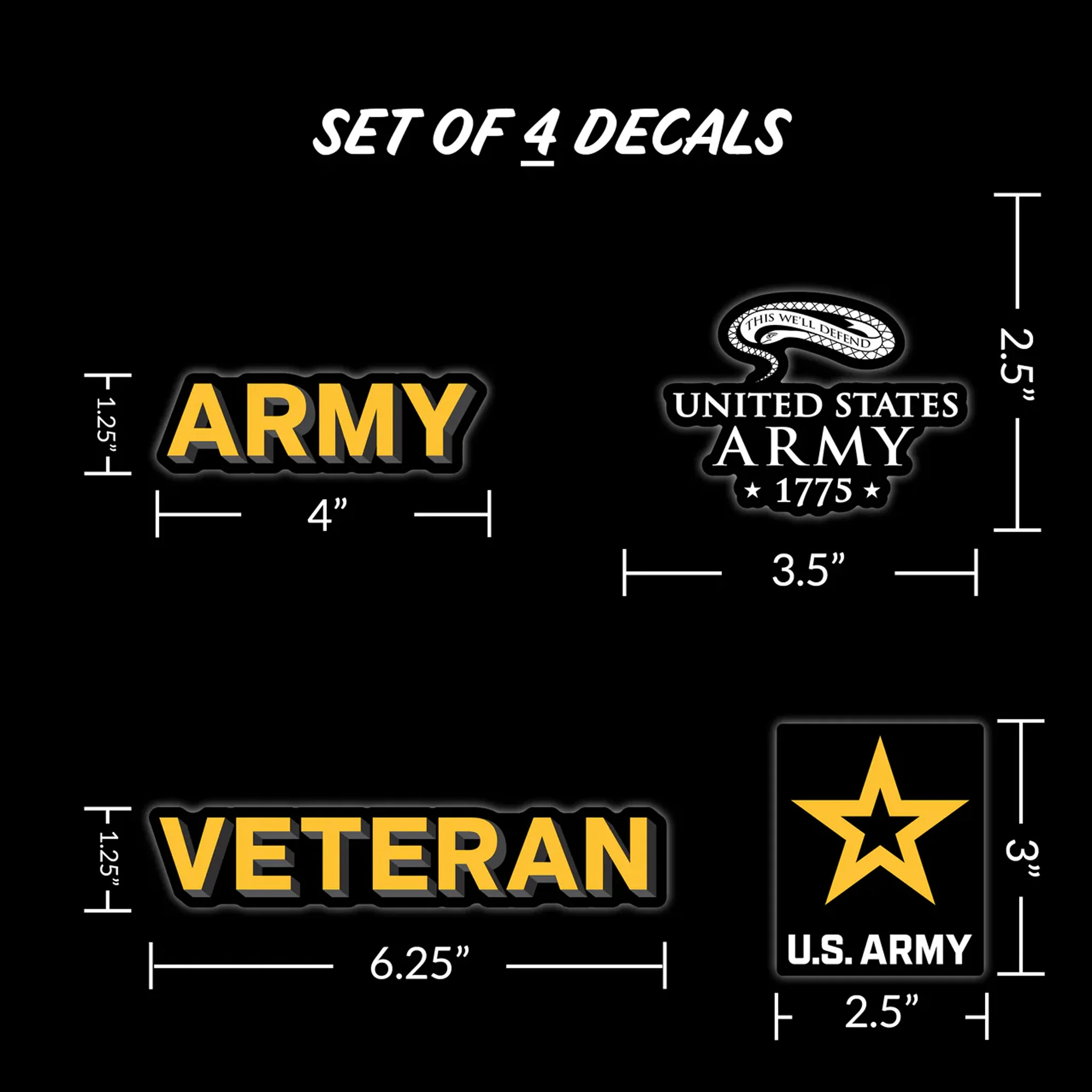 United States Army Veteran Set of 4 Vinyl Stickers - Image 3