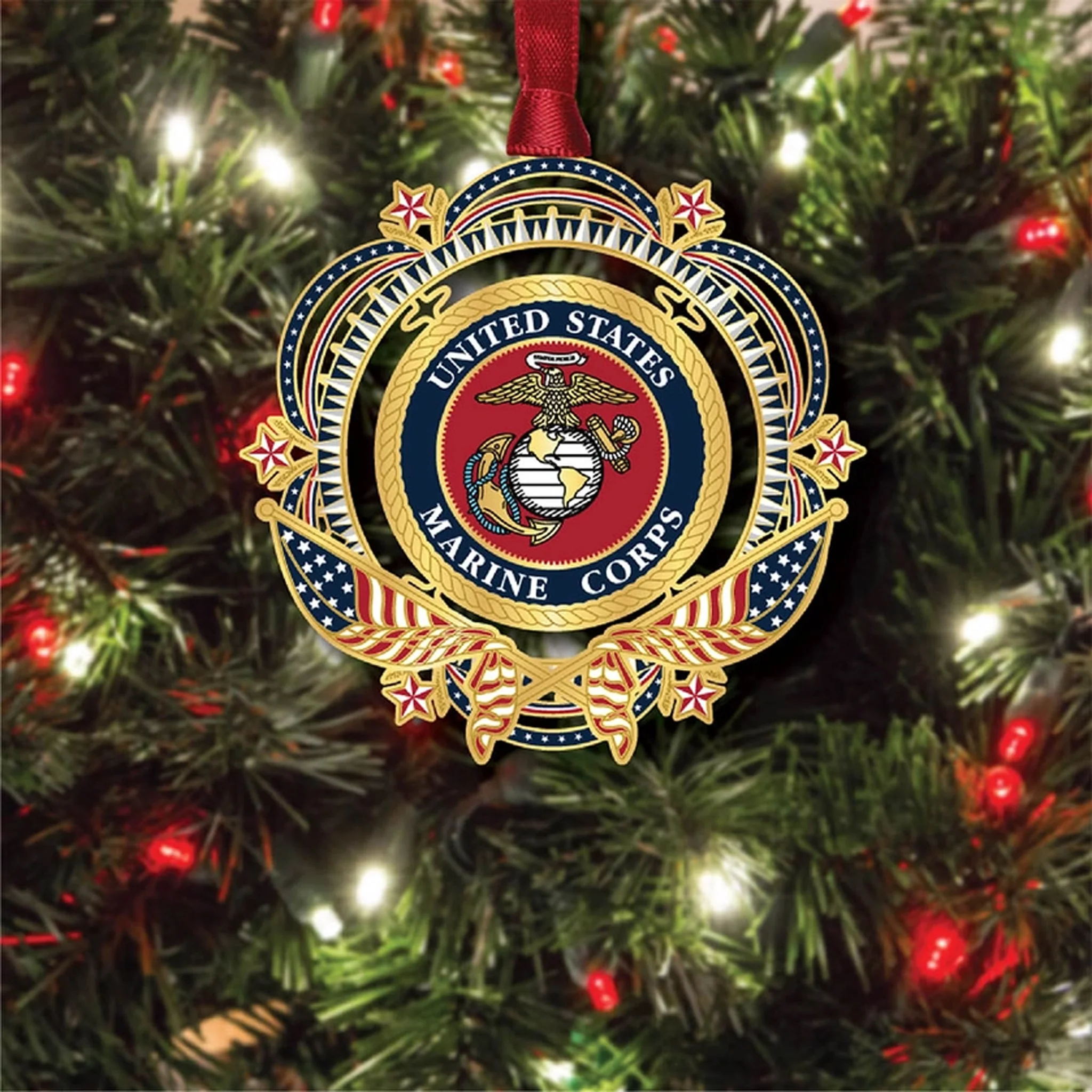 United States Marine Corps Patriotic Brass Ornament - Image 3
