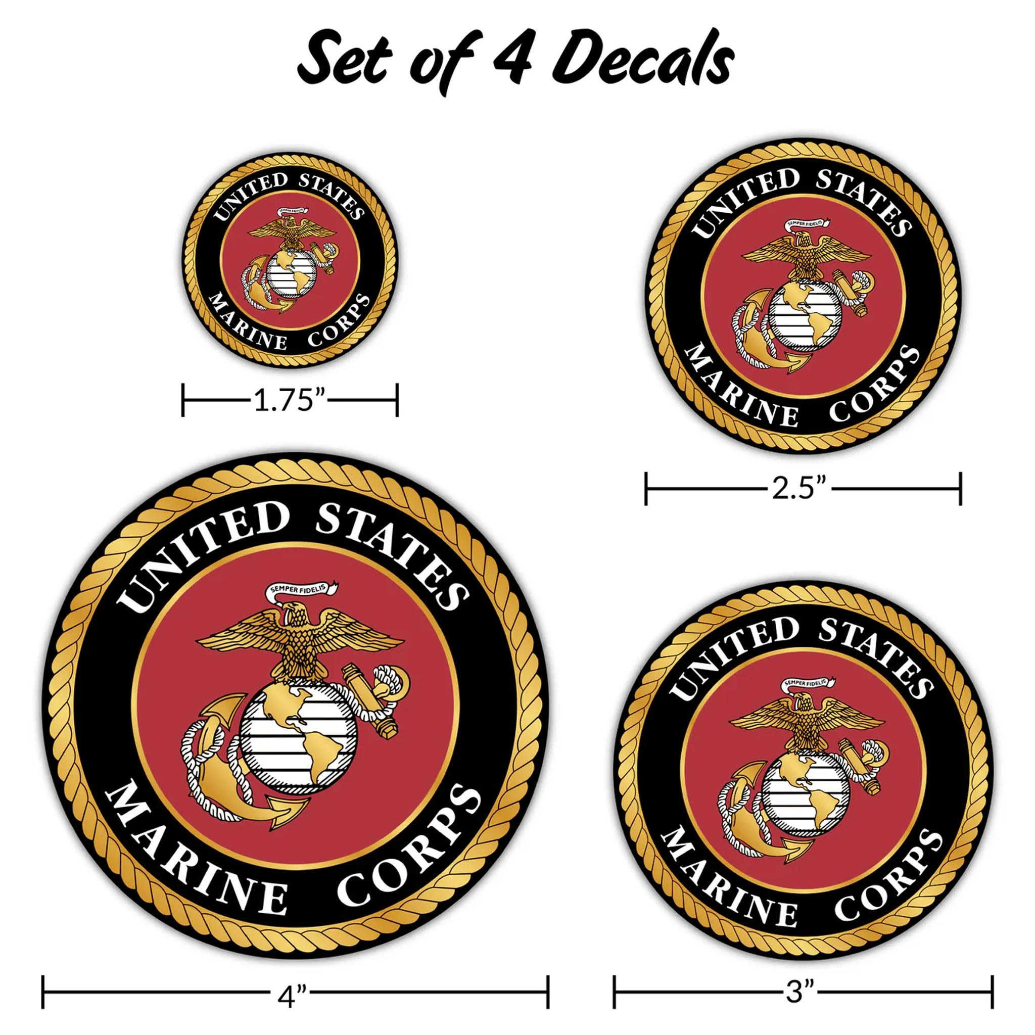 United States Marine Corps Set of 4 Vinyl Stickers - Image 2